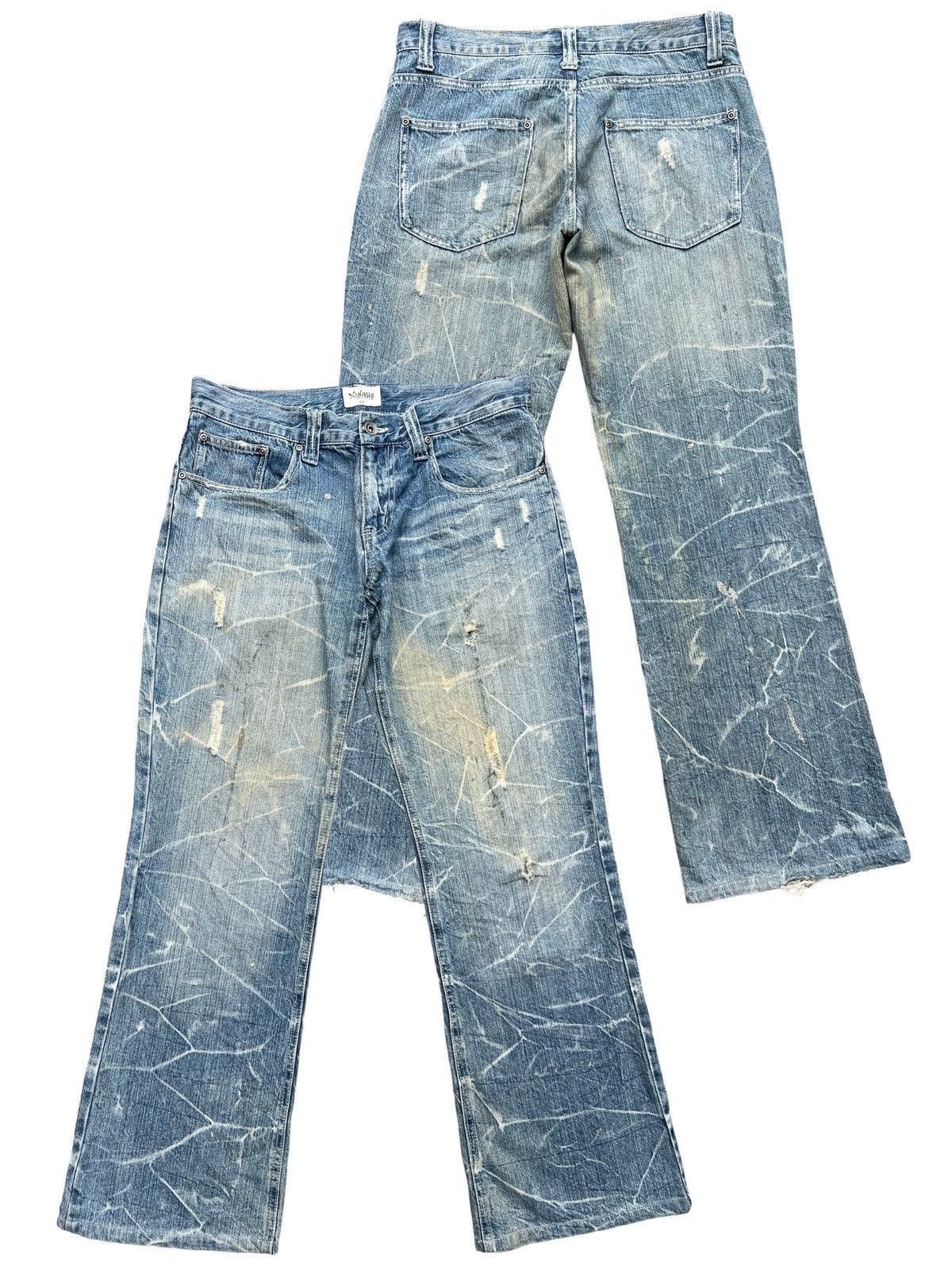 Japanese Brand Nylaus Japan Distressed Lowrise Flare Denim Jeans 34x31 Size US 34 / EU 50 - 1 Thumbnail