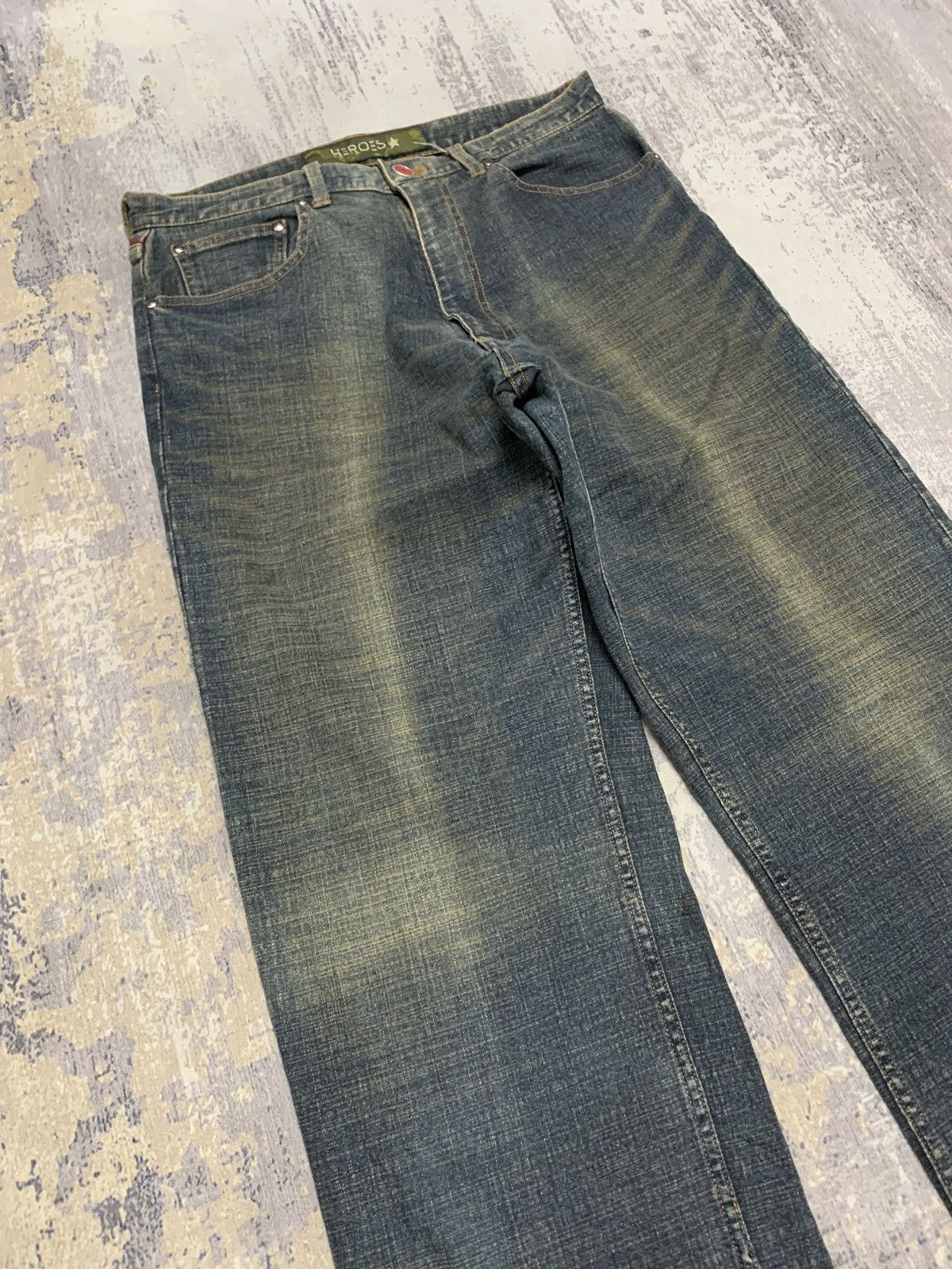 Jean Charles De Castelbajac Vintage 90's Castelbajac Heroes Rusty Denim Jeans 29x29 Size US 29 - 2 Thumbnail