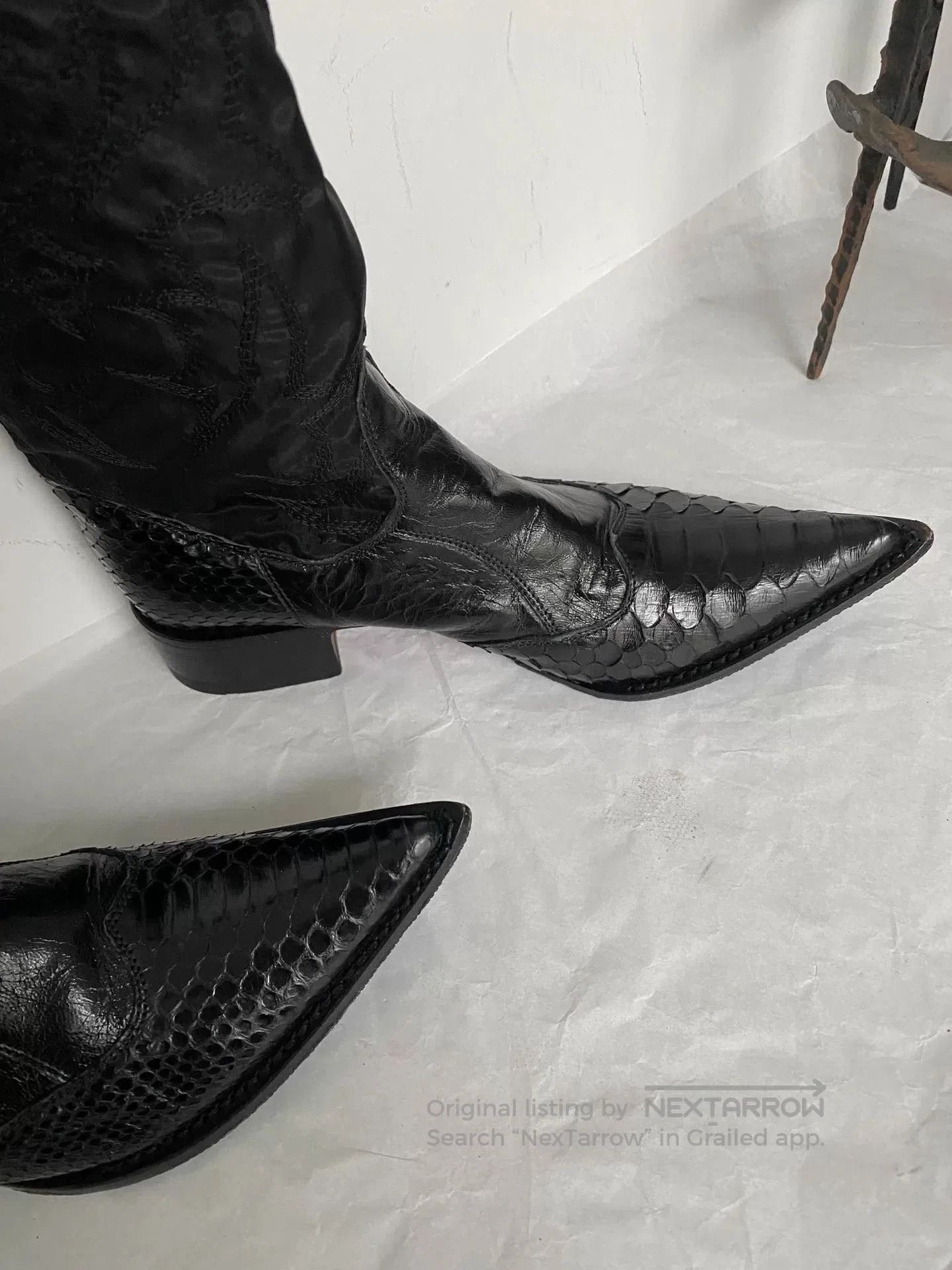 Gianni Barbato Gianni Barbato Pointed Toe Embroidered Leather Boots. Size US 5.5 / IT 35.5 - 4 Thumbnail