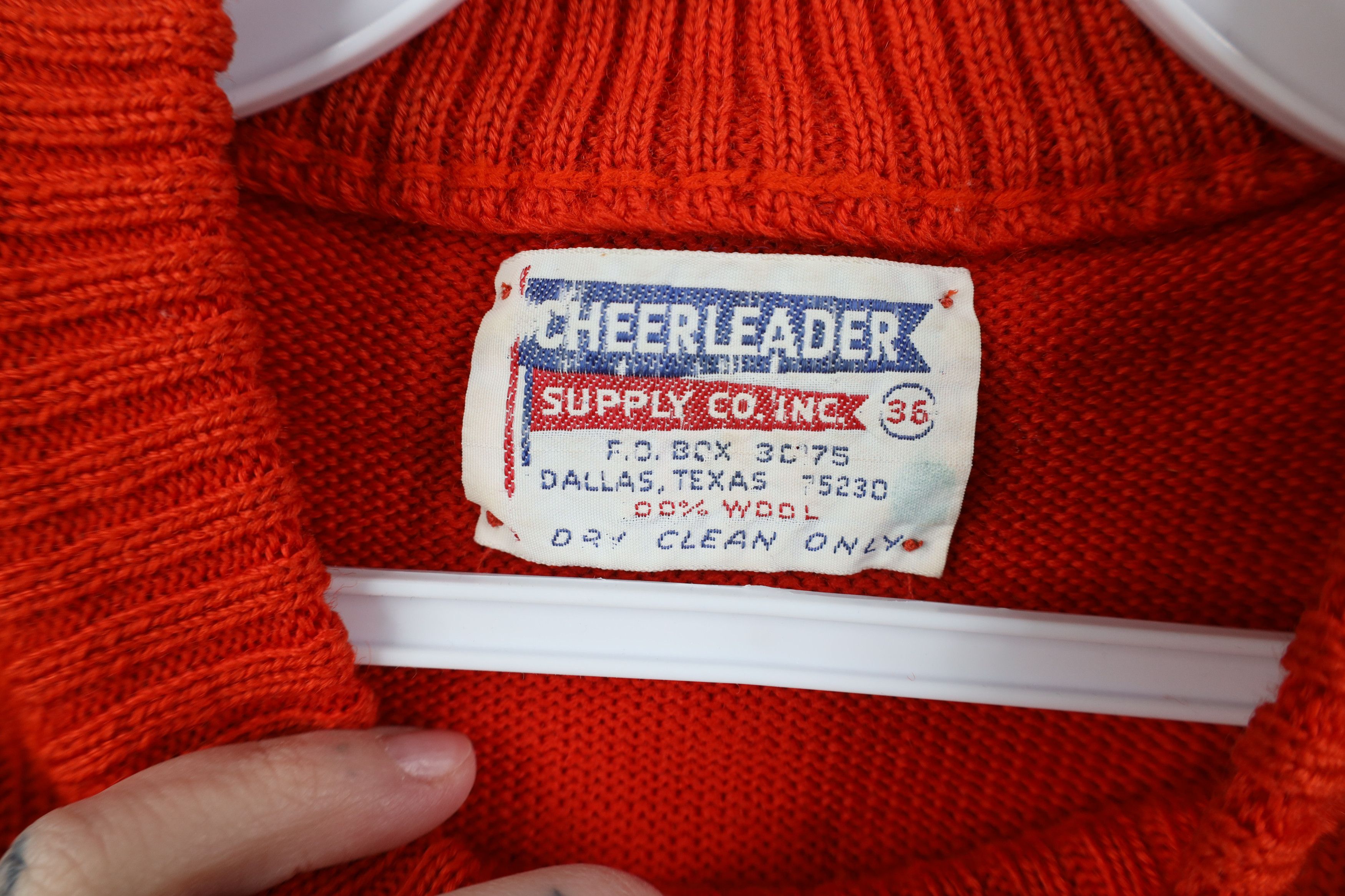 Vintage Vintage 60s Wool Knit Cheerleader Short Sleeve Sweater USA Size XS / US 0-2 / IT 36-38 - 7 Thumbnail