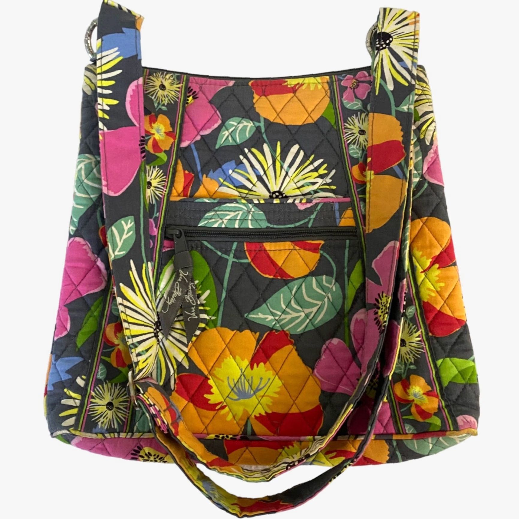 Vera Bradley VINTAGE Vera Bradley Crossbody Purse Jazzy Blooms Quilted Floral Print Adjustable Strap Womens Bag Multi Pocket Zip Closure Size ONE SIZE - 7 Thumbnail