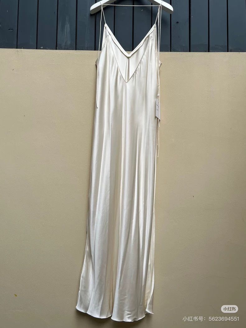 Helmut Lang HELMUT LANG size10 White pleated satin texture backless dre Size M / US 6-8 / IT 42-44 - 7 Thumbnail
