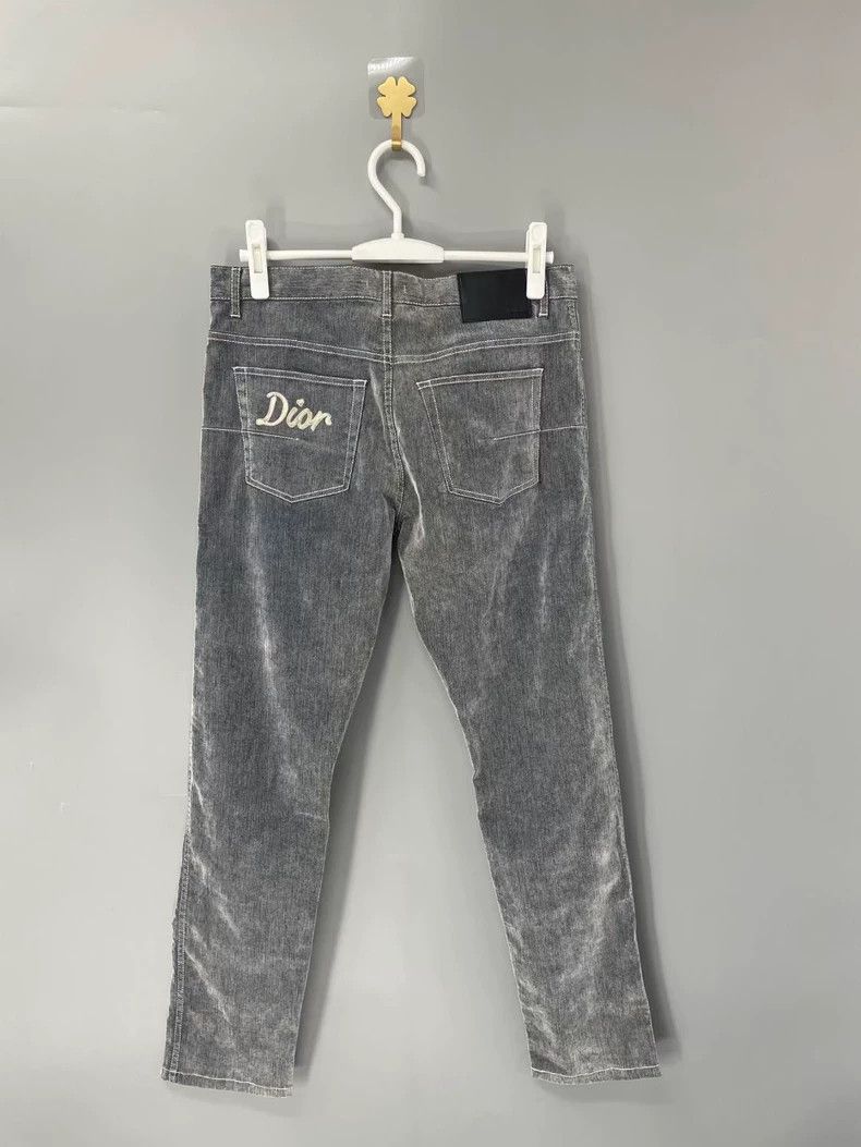 Dior Dior Gray velvet texture embroidered jeans 2502-Nextarrow Size US 30 / EU 46 - 2 Thumbnail