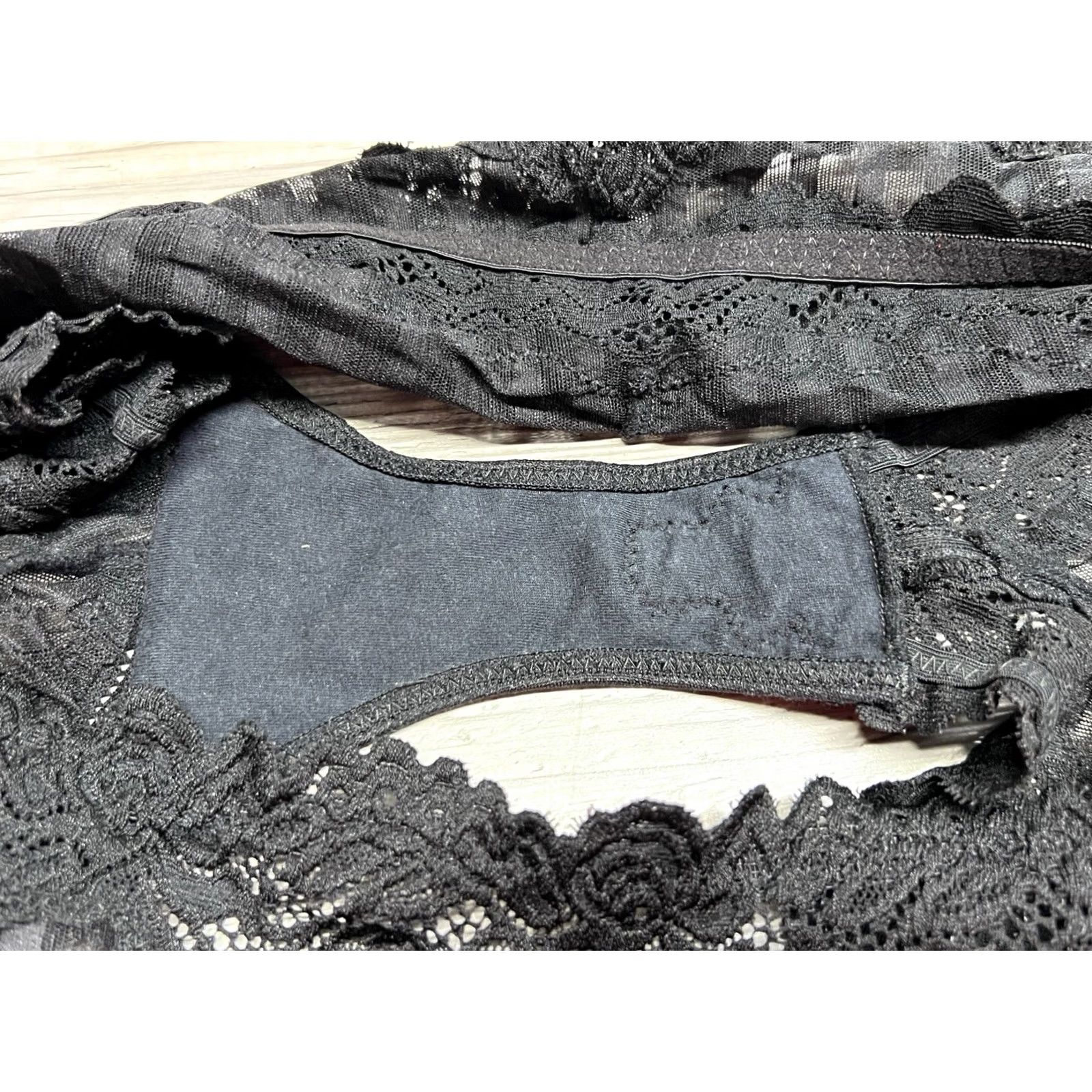 Vintage VINTAGE Whimsy Bikini Hip Hugger Panties Black 8 XL Lace Trim Sheer Nylon Lycra Spandex Womens, 80s? Size 30" / US 8 / IT 44 - 6 Thumbnail