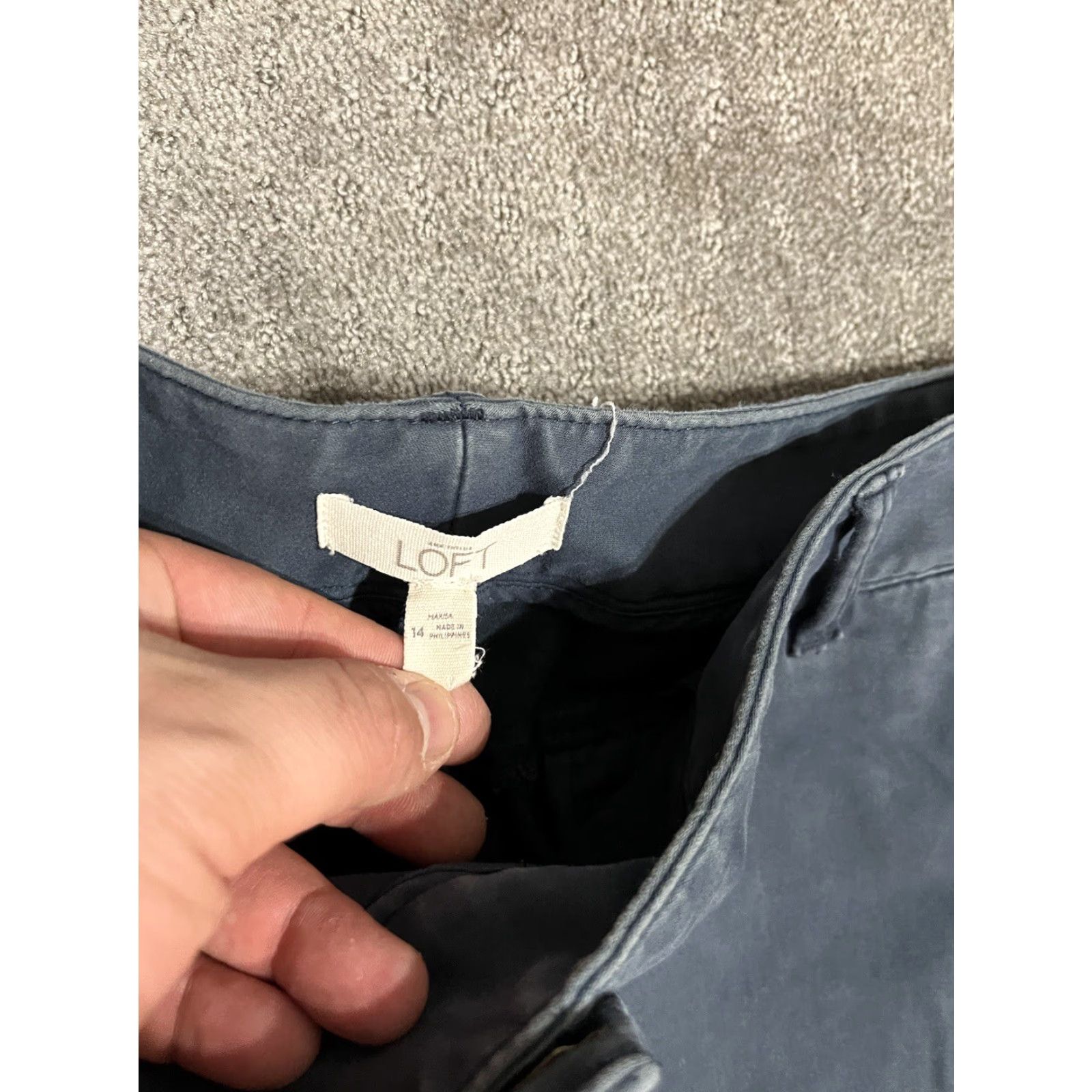 Ann Taylor VINTAGE Ann Taylor LOFT Women's Pants 14 Blue Tapered Leg Chino Casual Career Size 36" / US 14 / IT 50 - 5 Thumbnail