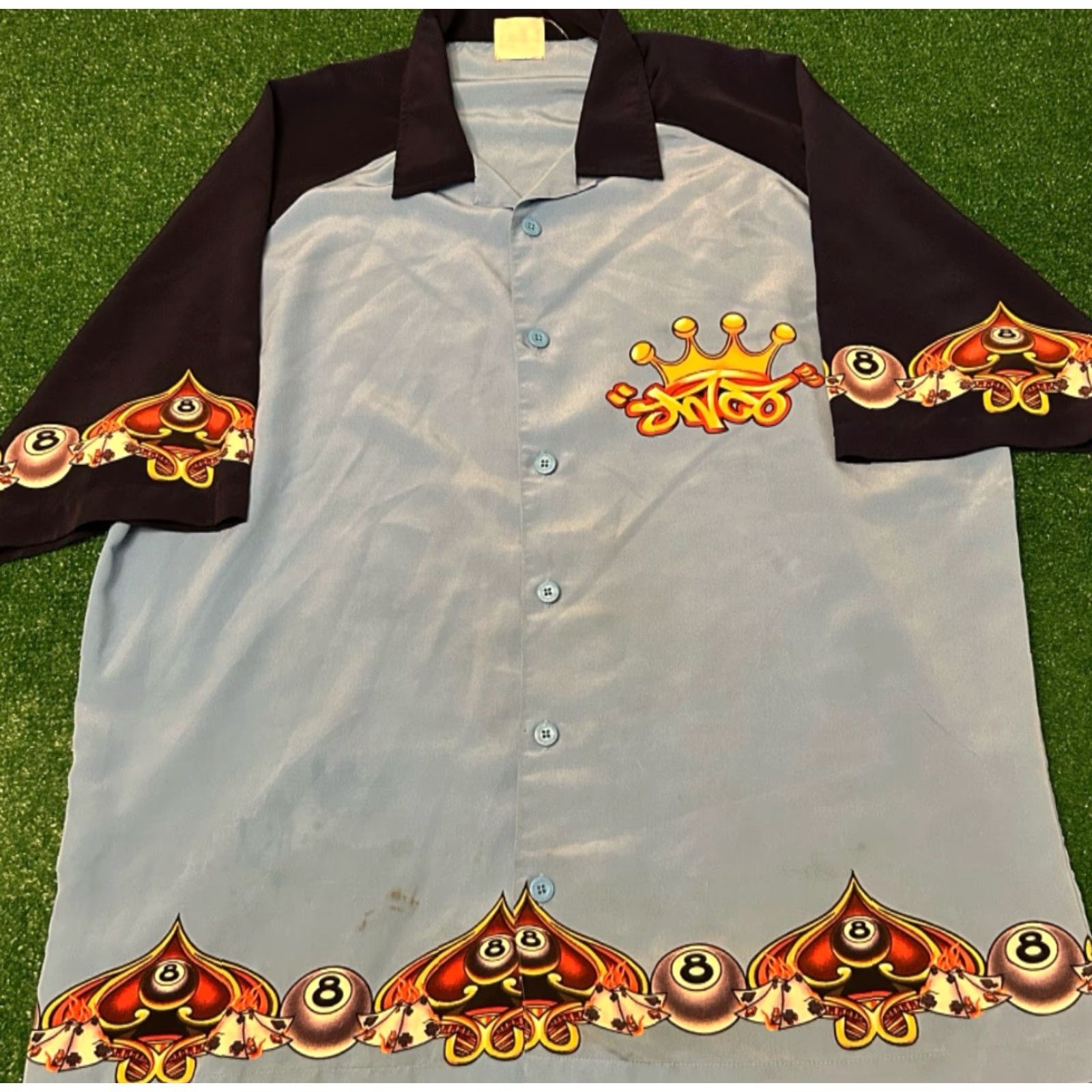 JNCO VINTAGE JNCO Button-Up Shirt XL Mens 90s Y2K Punk Grunge 8 Ball Flames Blue Short Sleeve Size US XL / EU 56 / 4 - 6 Thumbnail