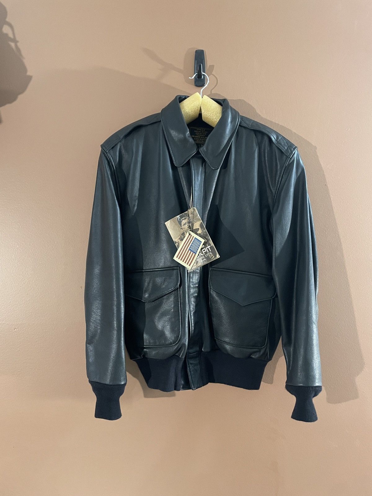 Cockpit Usa Cockpit A2 Leather Pilot Jacket Black Z21V41W Made In USA