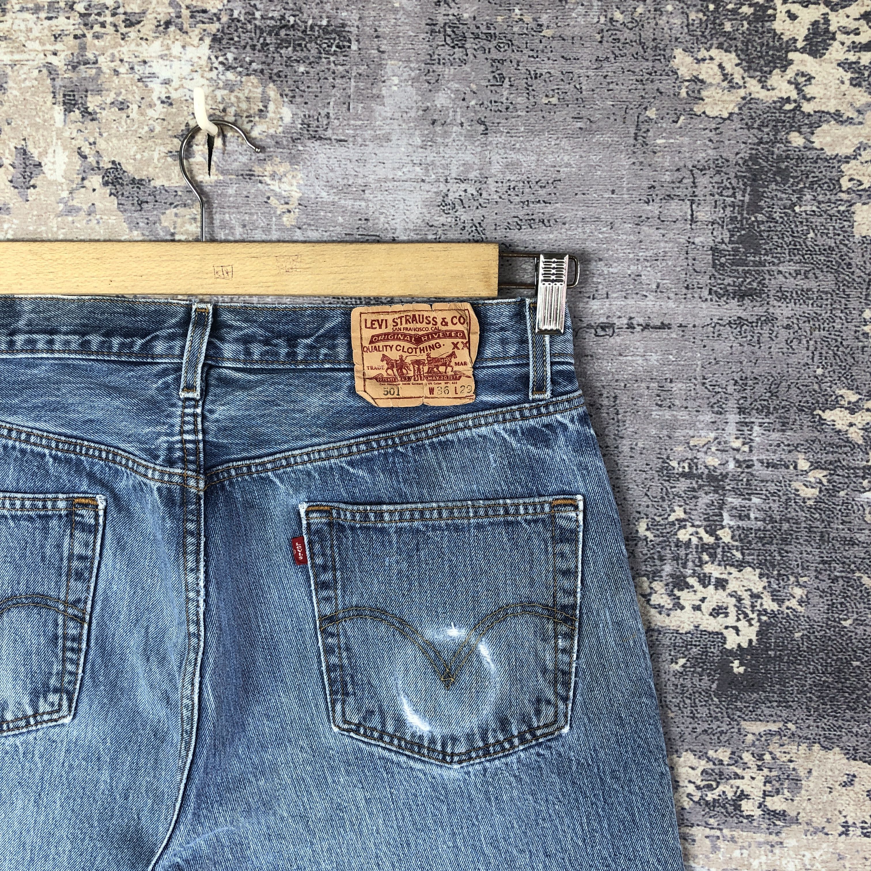 Levi's Vintage 90s Distressed Levis 501 Jeans Levi's Faded Denim Size US 32 / EU 48 - 5 Thumbnail
