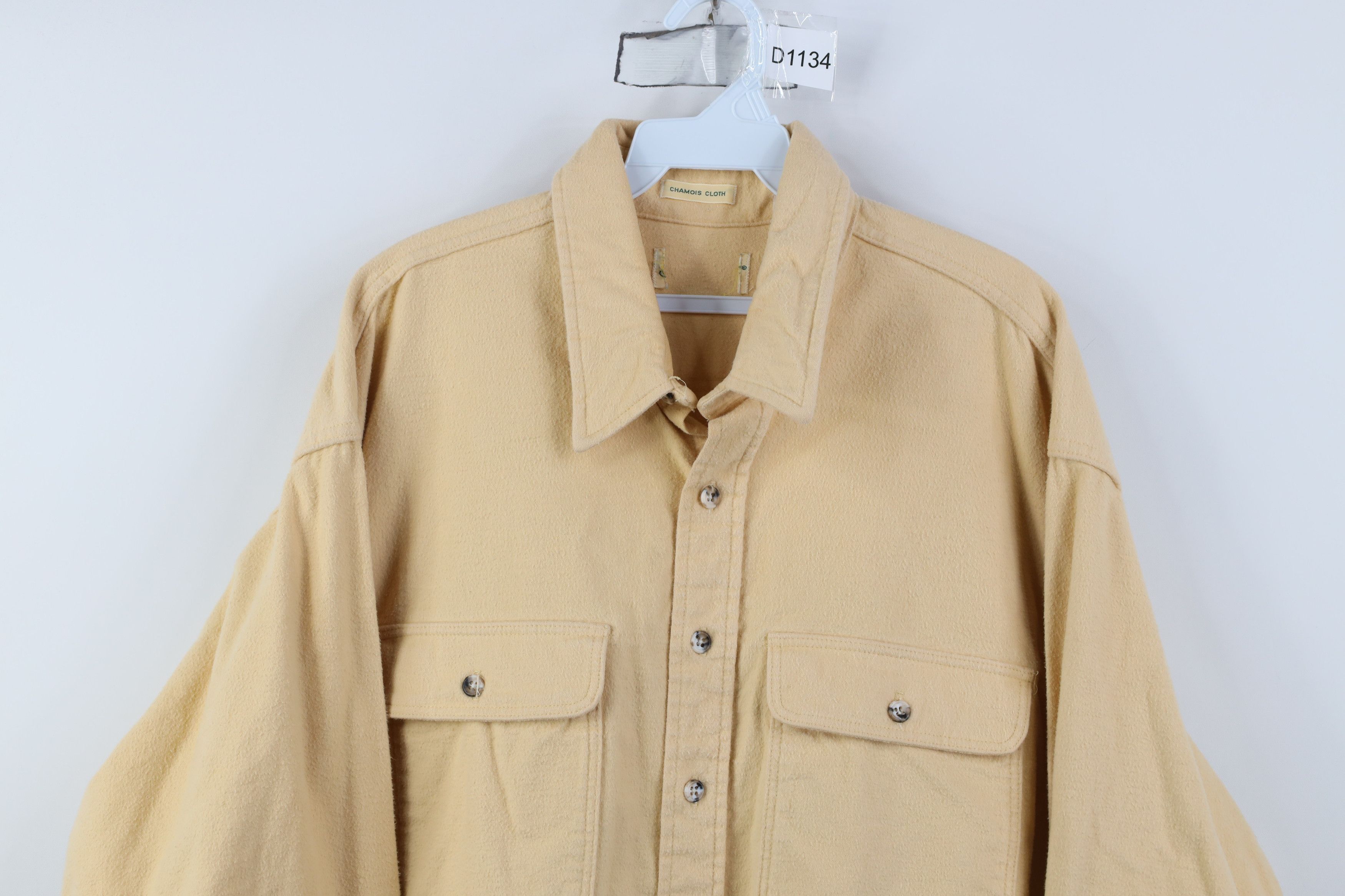 Vintage Vintage 70s Streetwear Chamois Cloth Button Shirt Yellow USA Size US XXL / EU 58 / 5 - 2 Thumbnail