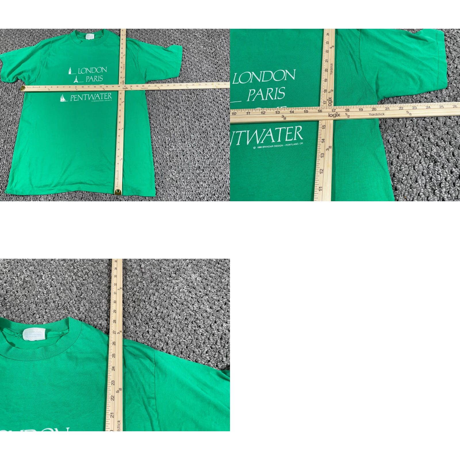 Hanes VTG 80s London Paris Rome T-Shirt Adult Large XL Green Single Stitch Hanes 1986 1980-1989 Graphic Tee Size US L / EU 52-54 / 3 - 8 Thumbnail