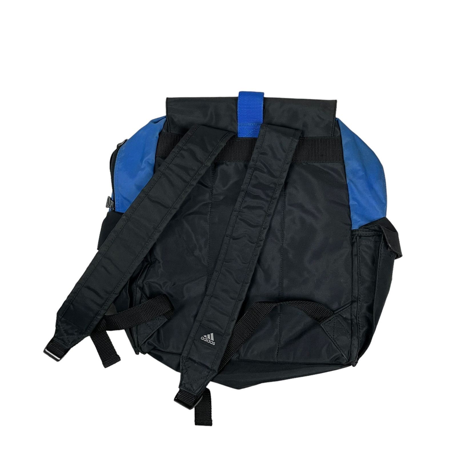 Adidas × Vintage Adidas Men's Black Blue 3-Stripes Velcro Flap Backpack Bag Size ONE SIZE - 2 Thumbnail