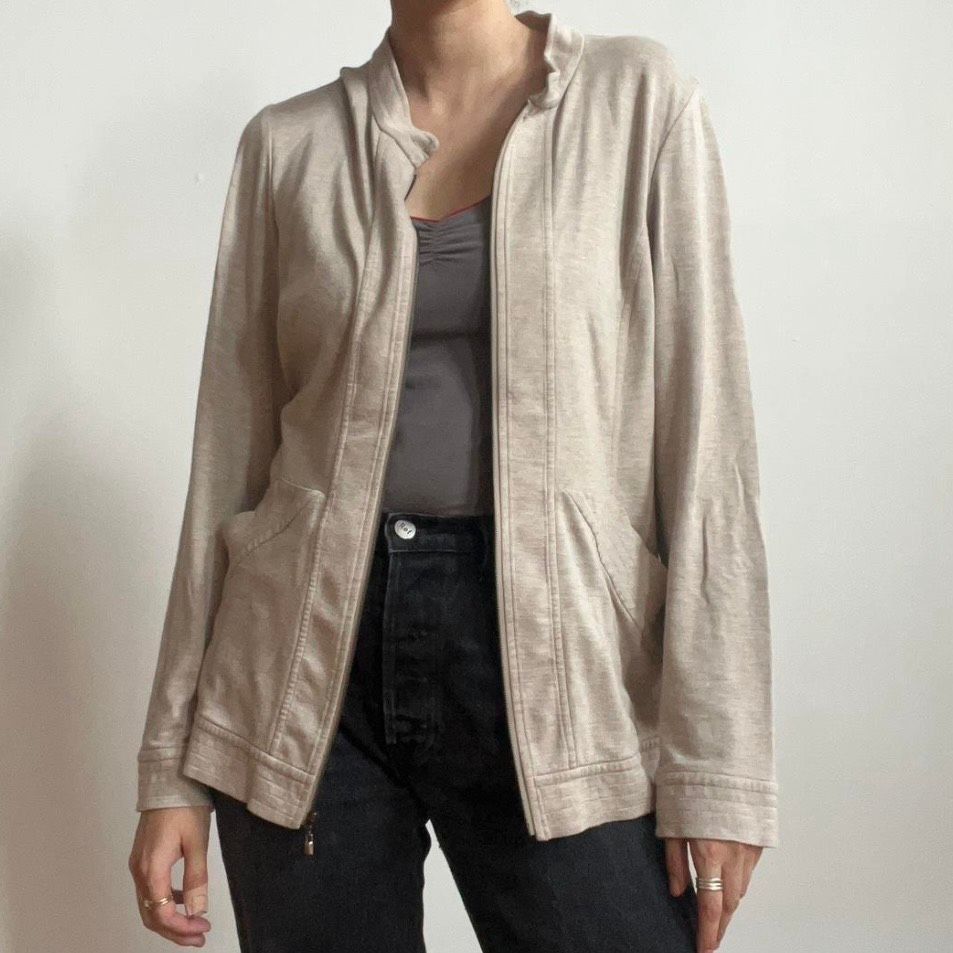 St. John St. John Spa Zip Up Sweatshirt Long Sleeve Jacket Oatmeal Me Size L / US 10 / IT 46 - 4 Thumbnail