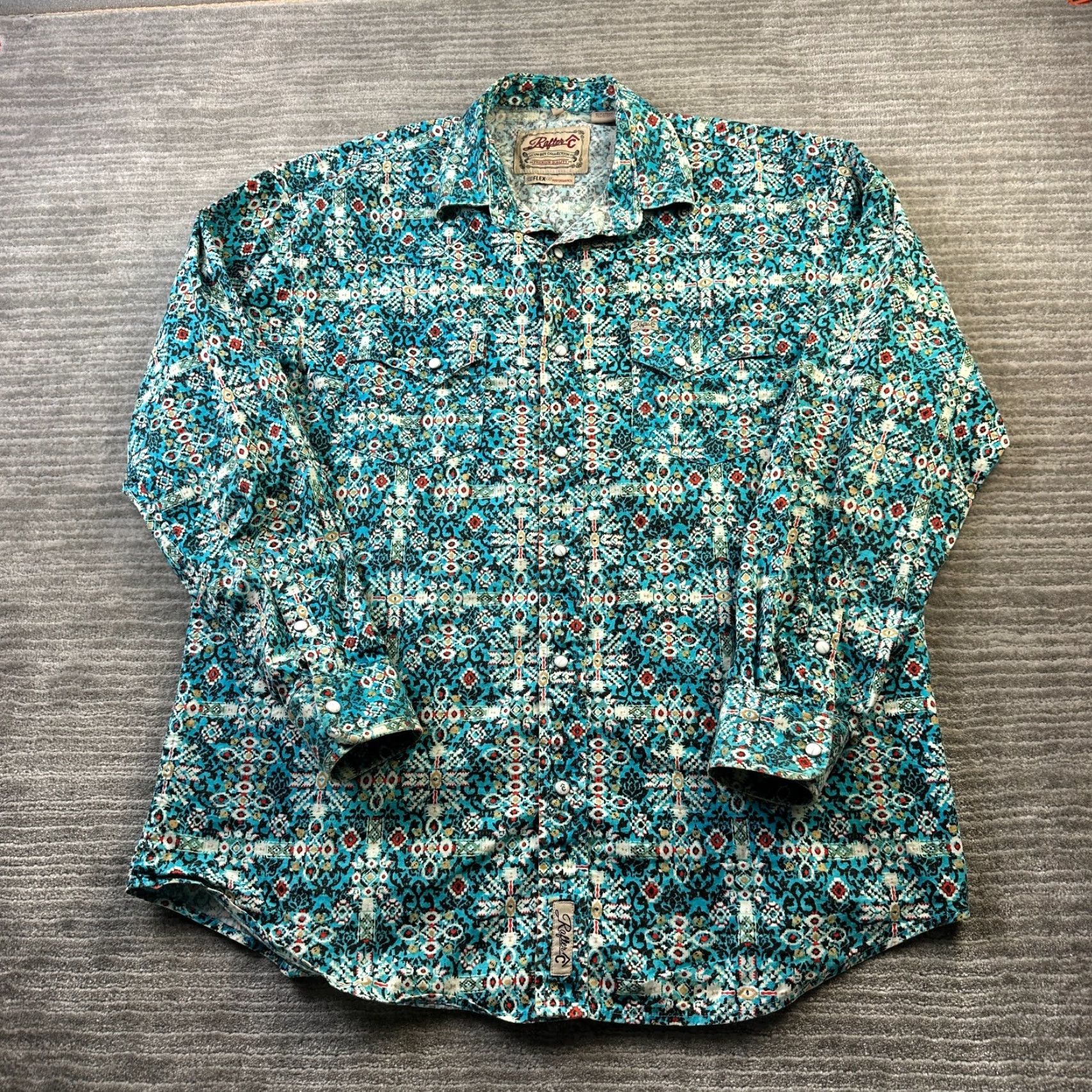 Vintage VINTAGE Rafter C Shirt Mens Large Aztec Western Southwestern Cowboy Pearl Snap Size US L / EU 52-54 / 3 - 2 Thumbnail