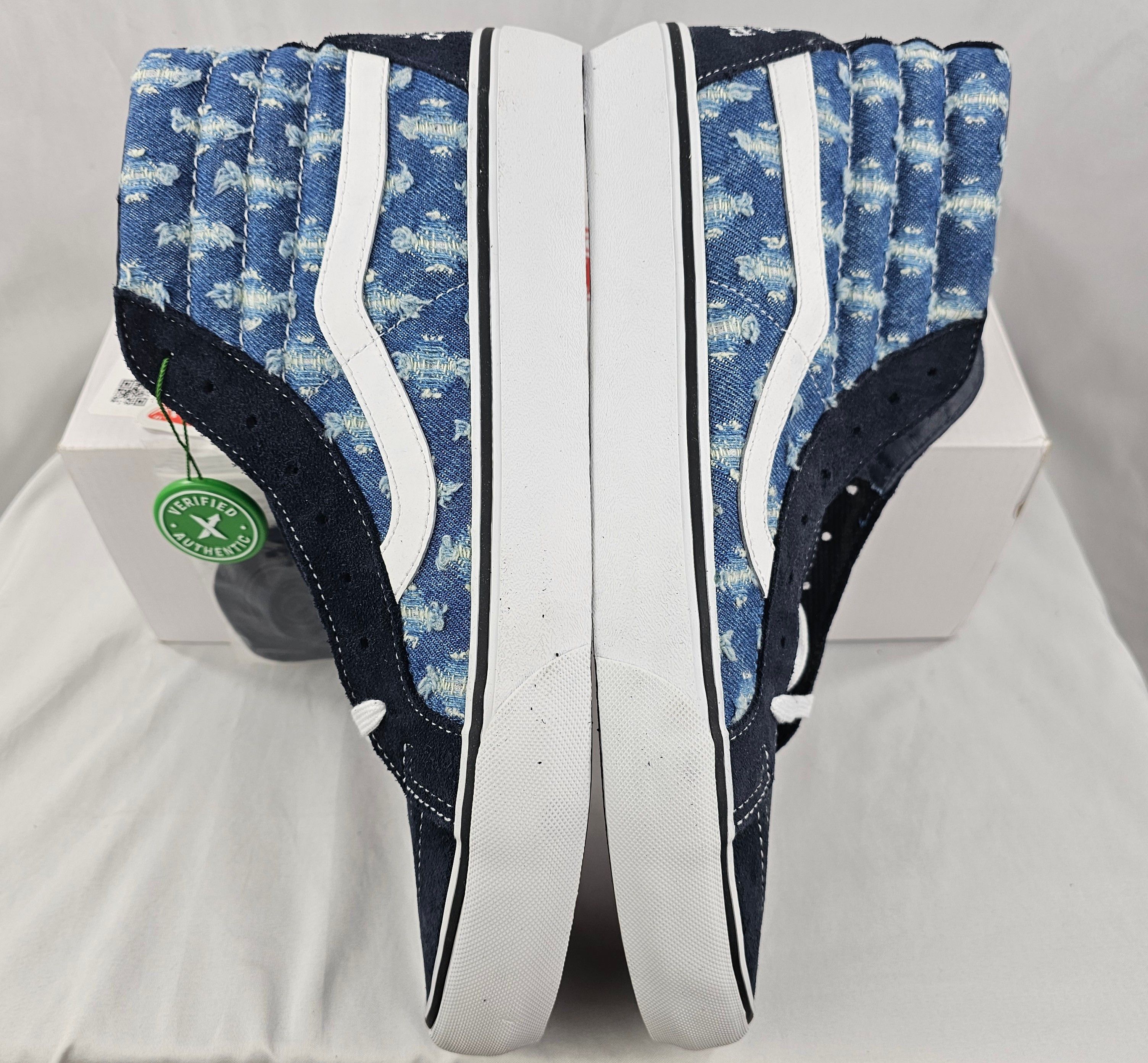 Supreme × Vans Supreme x VANS Sk8 - High Blue Hole Punch Denim Men's NEW Size US 13 / EU 46 - 6 Thumbnail