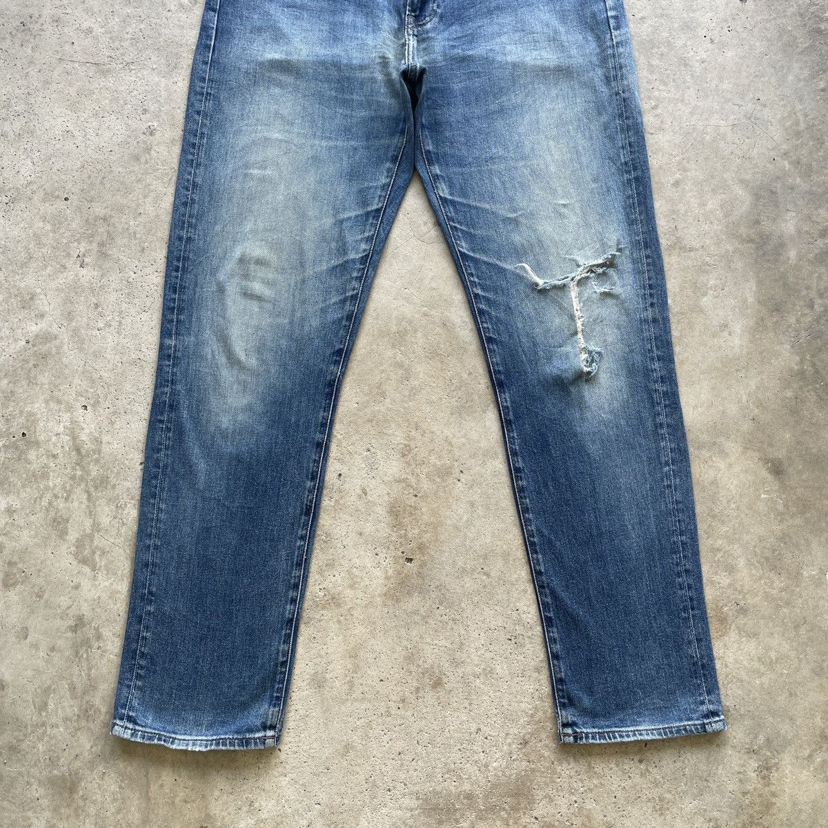 Japanese Brand Vintage Japan Ripped Denim Faded Distressed Jeans Pants W35 Size US 35 - 4 Thumbnail