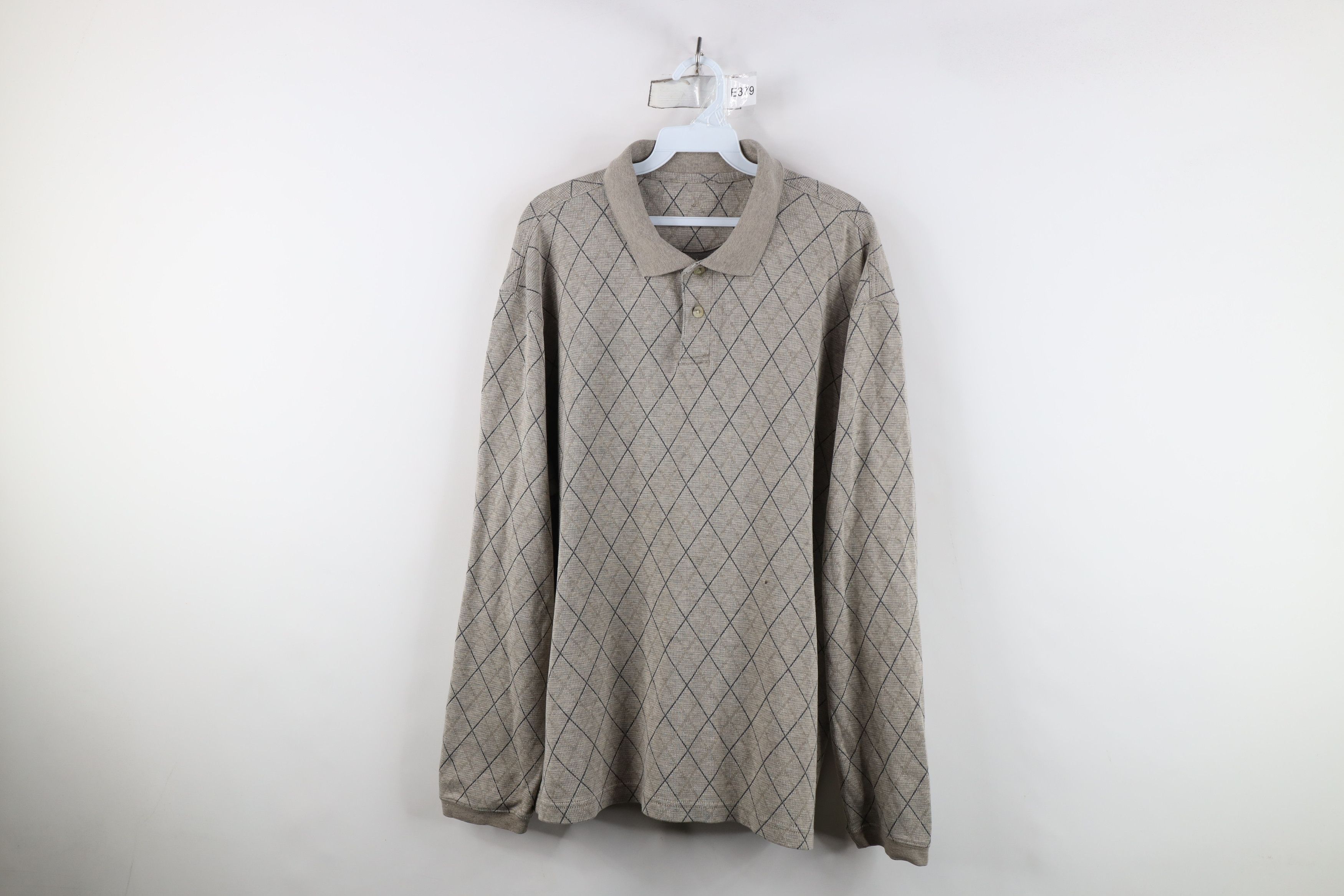 Vintage Vintage 90s Streetwear Diamond Knit Long Sleeve Rugby Polo Size US XXL / EU 58 / 5 - 1 Thumbnail