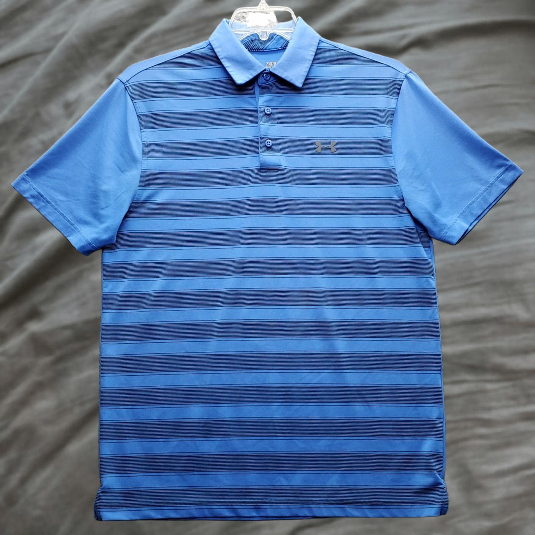 Under Armour Under Armour HeatGear Polo Shirt Mens M Blue Striped Collared Popover Size US M / EU 48-50 / 2 - 1 Thumbnail