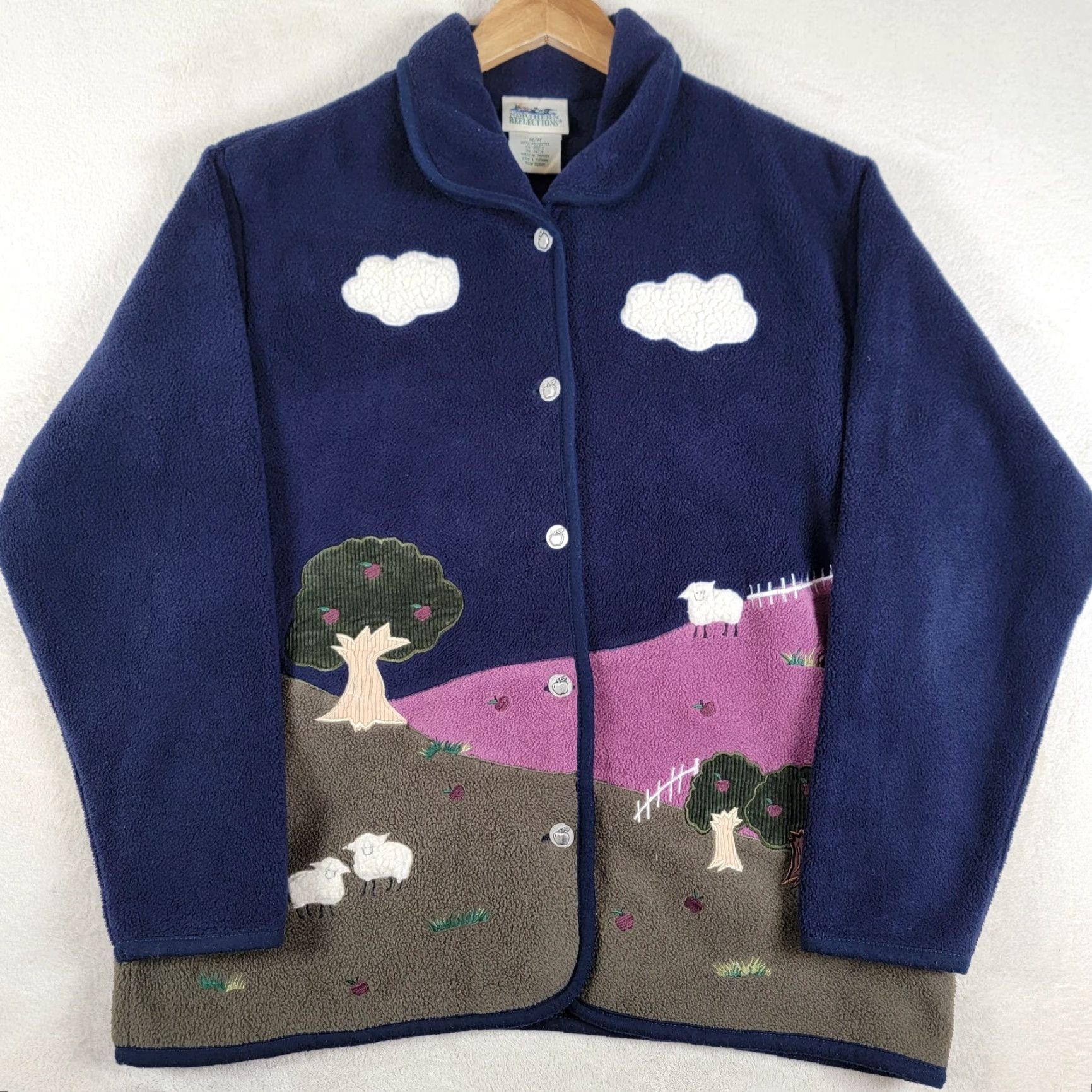 Northern Reflections VINTAGE Northern Reflections Women's Jacket M Blue Sheep Novelty Fleece Reflective Pasture Style Basic Debut Travel Casual Party/Cocktail Size M / US 6-8 / IT 42-44 - 2 Thumbnail