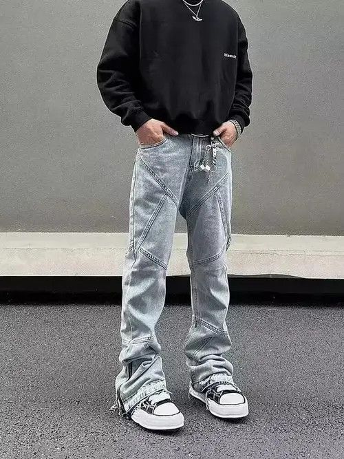 Street wash side zip bootcut jeans