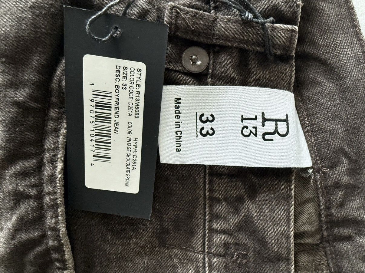 R13 R13 Boyfriend Jeans Vintage Chocolate Brown Size US 33 - 2 Thumbnail