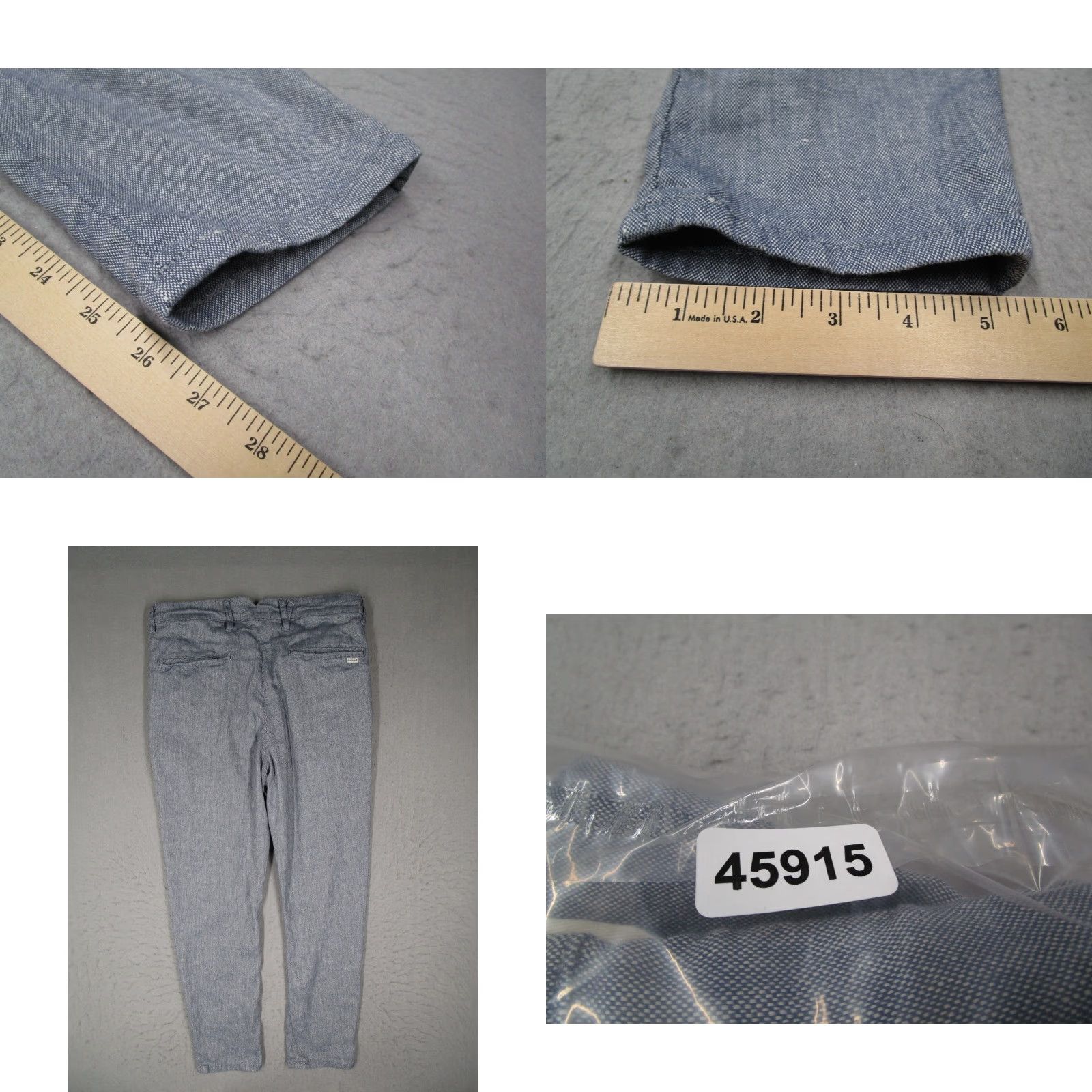 Vintage Gabba Pants Mens Large Regular Blue Chino Pleated 32x26 Cotton Linen Blend Tapered 5-Pocket Modern Preppy Size US 33 - 8 Thumbnail