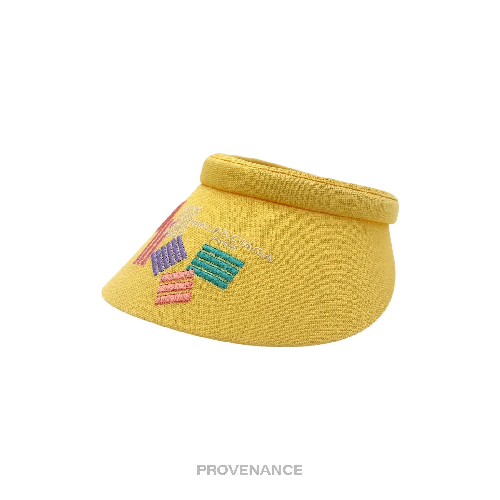 Balenciaga 🔴 Balenciaga Logo Golf Visor - Yellow Abstract Colourblock Size ONE SIZE - 3 Thumbnail