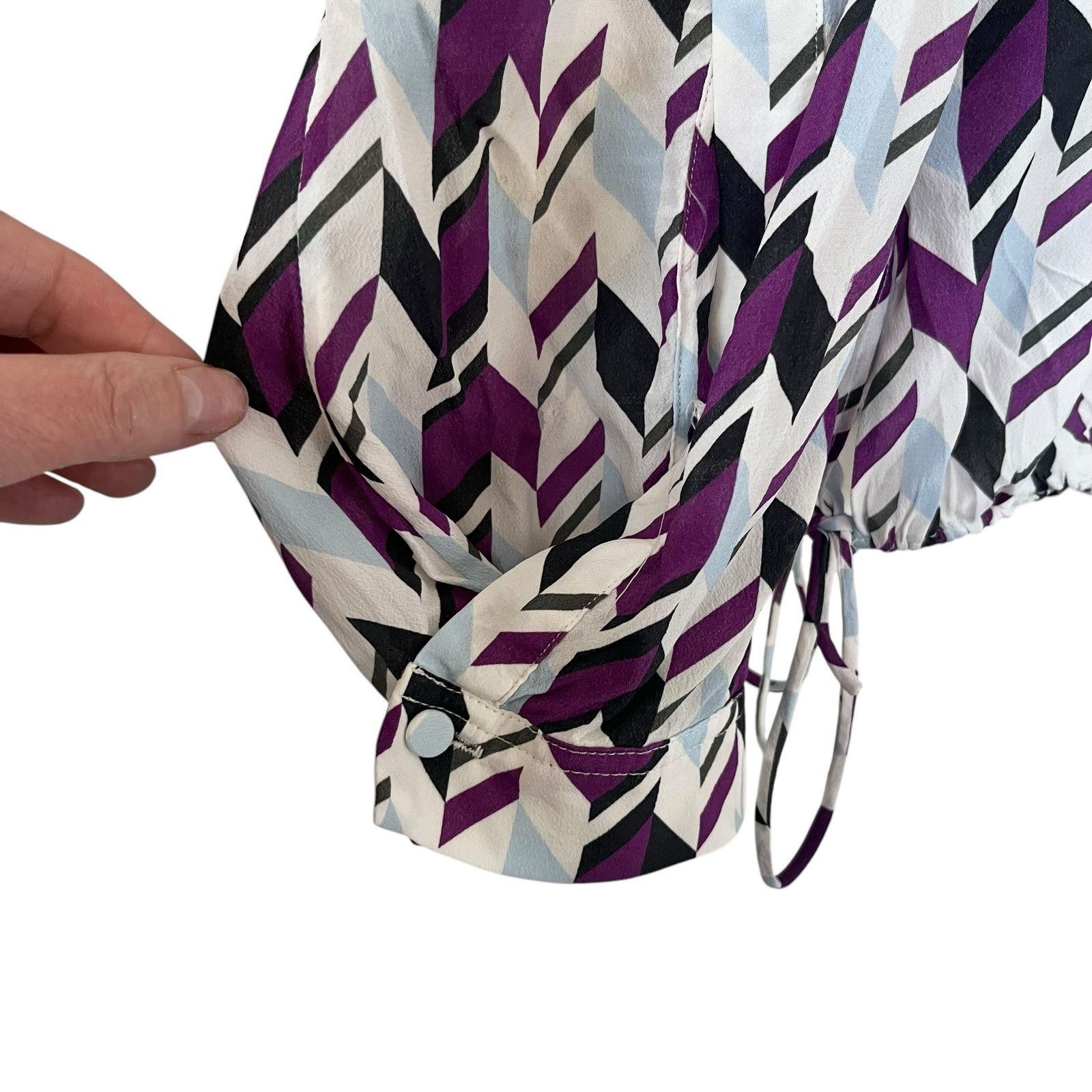 DOROTHEE SCHUMACHER Dorothee Schumacher Purple Geometric Print Fluid Blouse Size L / US 10 / IT 46 - 6 Thumbnail