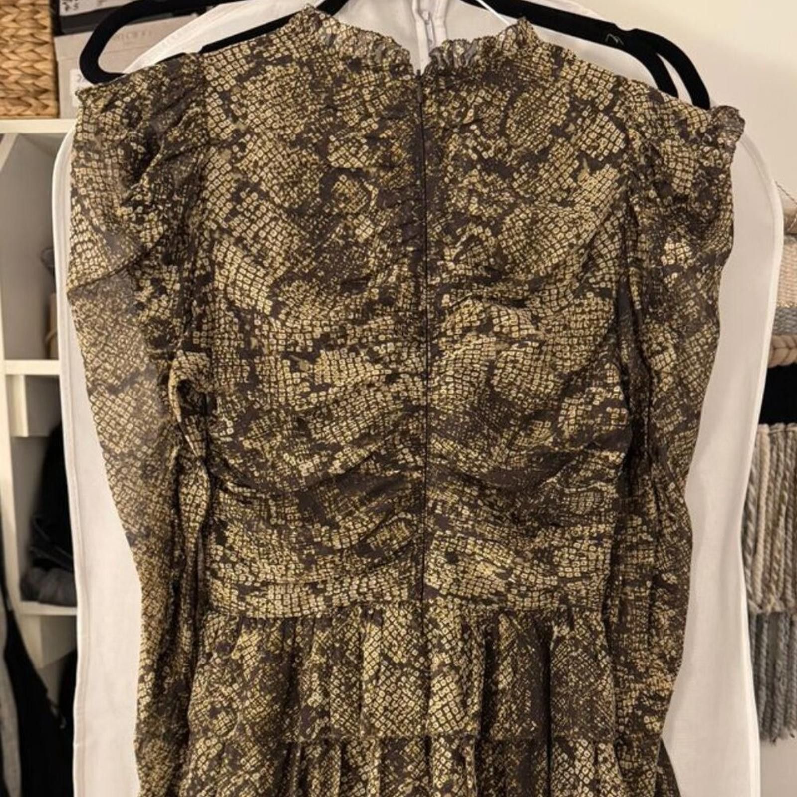 Designer Ulla Johnson long sleeve python print mini dress Size XS / US 0-2 / IT 36-38 - 4 Thumbnail