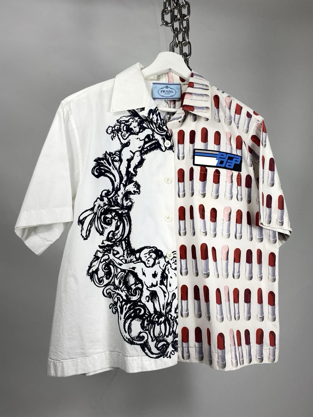 Prada Prada Double Logo Lipstick Button Short Sleeve Shirt FW18 Size 36R - 2 Thumbnail
