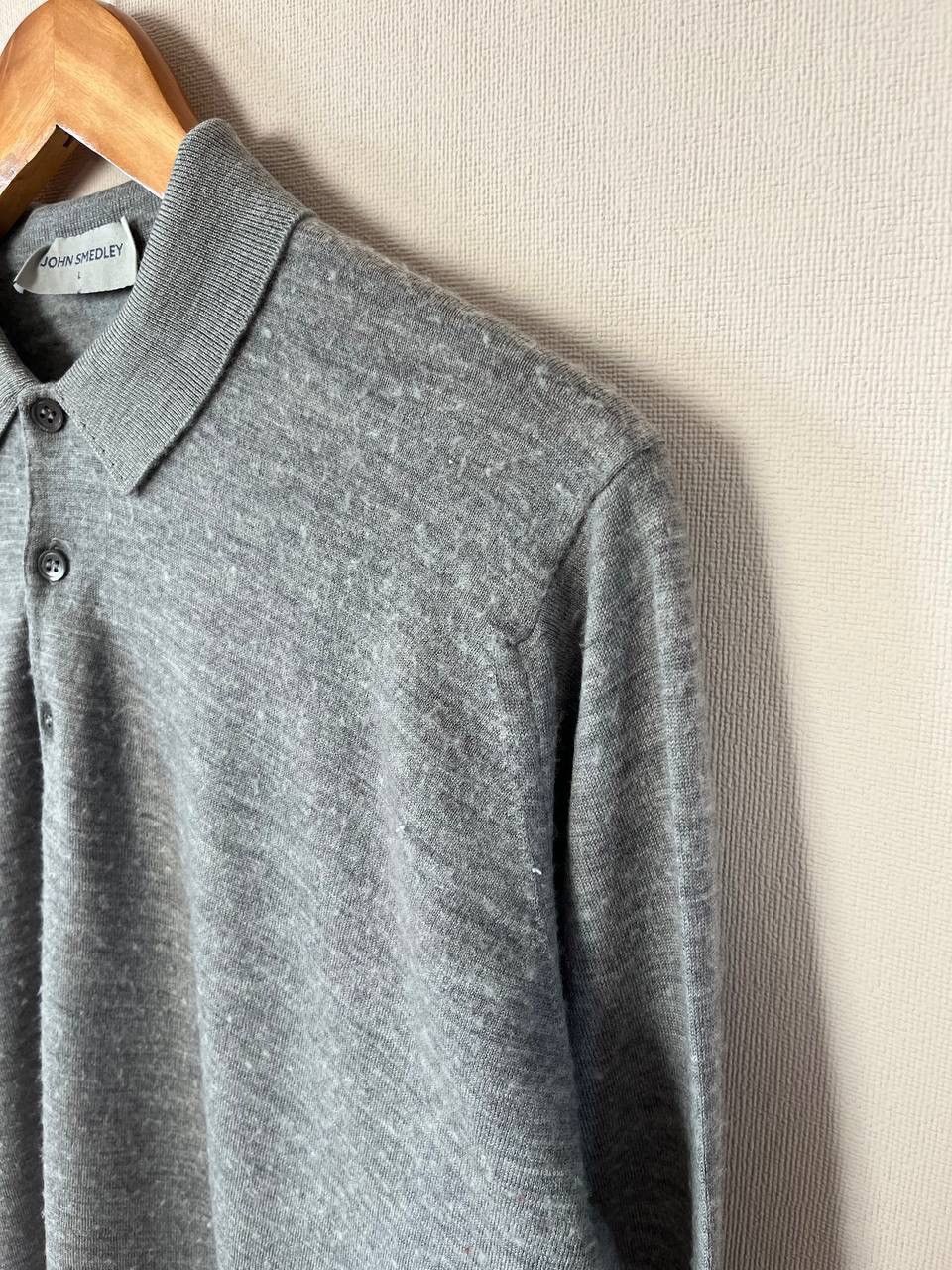 John Smedley John Smedley Gray Wool Knit Pullover Sweater Collared Button Size US L / EU 52-54 / 3 - 3 Thumbnail