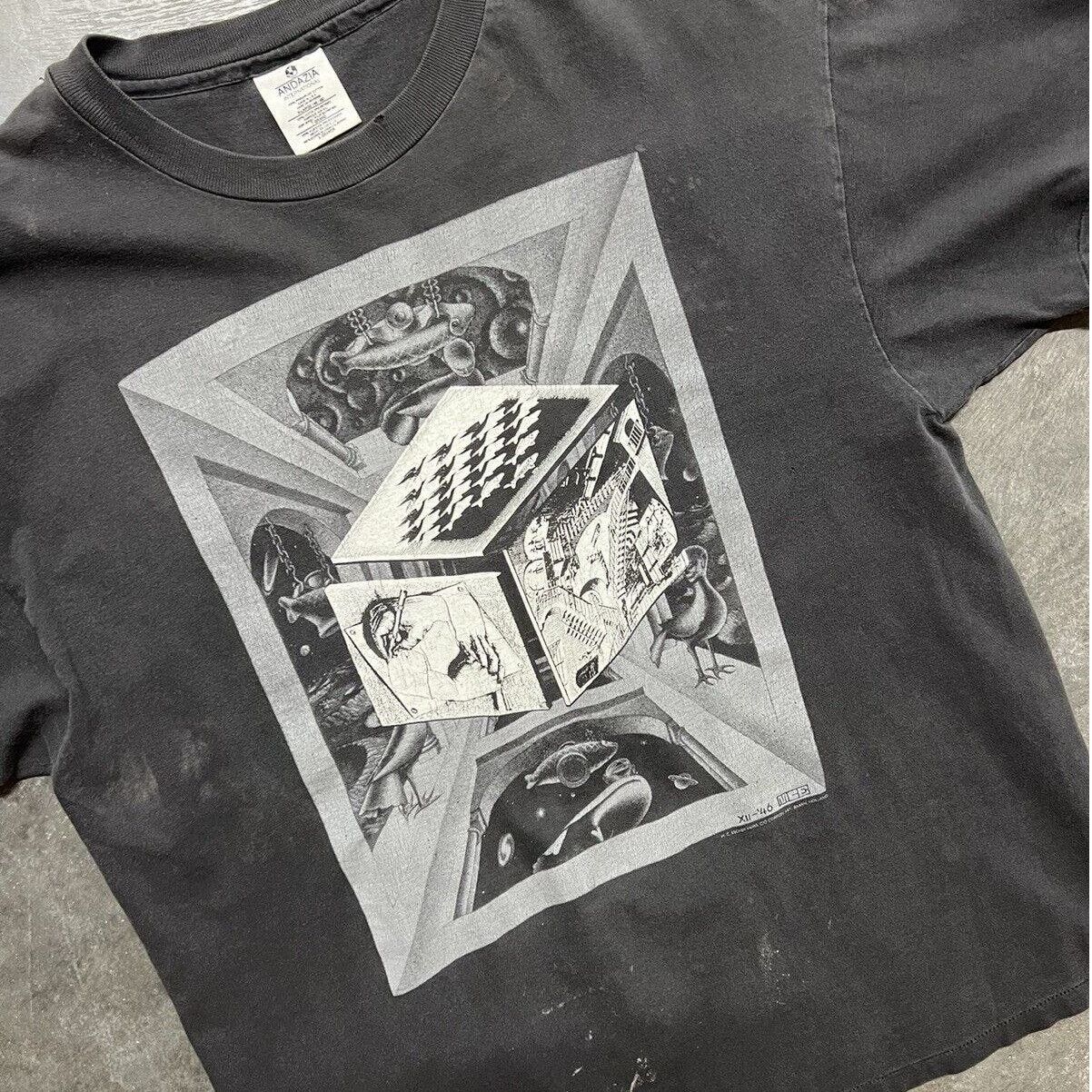 Image of Mc Escher Vintage 90's Art Graphic T-Shirt in Black, Men's (Size XL)