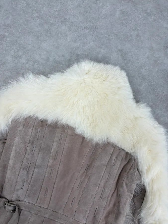 Roberto Cavalli AW2006 Cavalli White Fur Beige Leather Vest Size M / US 6-8 / IT 42-44 - 7 Thumbnail