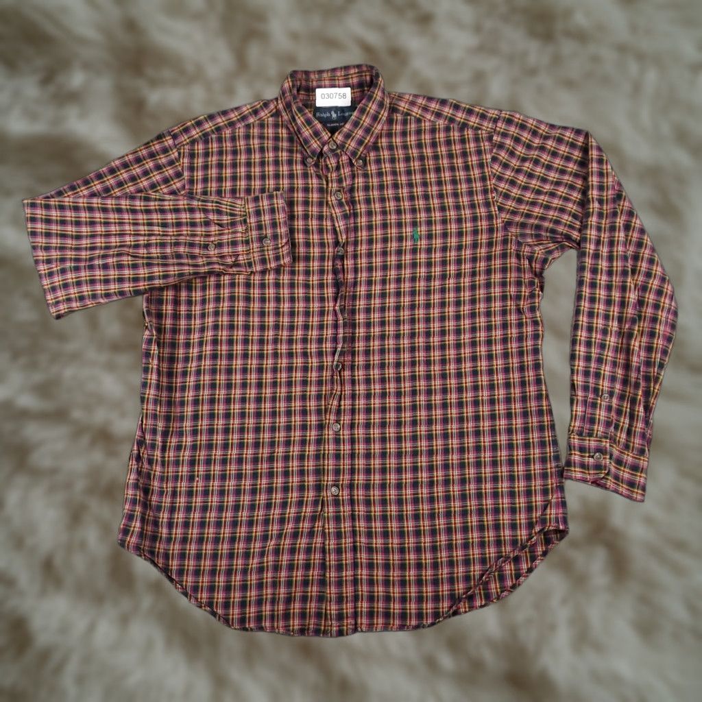 Ralph Lauren Ralph Lauren Plaid Button-Up Shirt Mens Large Black Red Long Sleeve Regular Fit Size US L / EU 52-54 / 3 - 1 Thumbnail