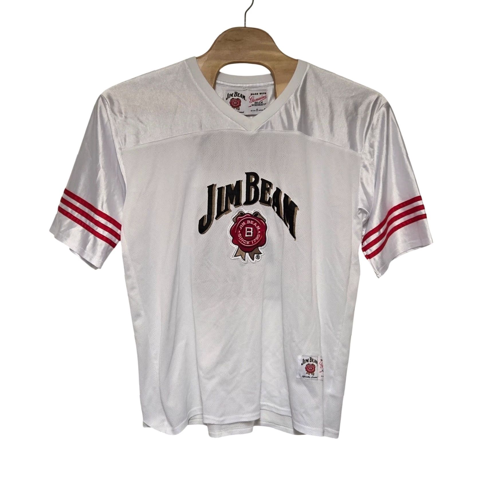Vintage VINTAGE Jim Beam Football Jersey Embroidered Adult XXL Size White Men Mens 2XL Genuine Beam Whiskey Size US XXL / EU 58 / 5 - 2 Thumbnail
