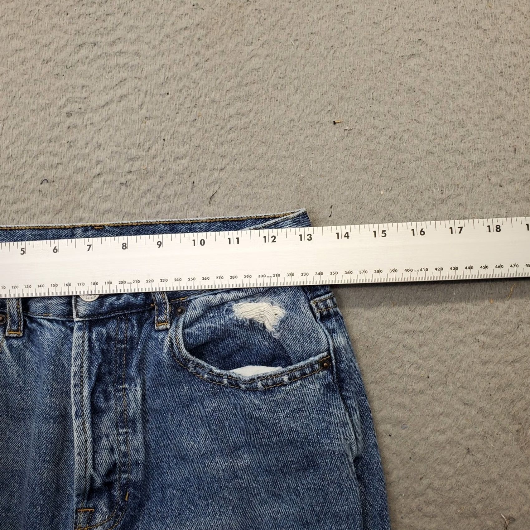 Pacsun PacSun Womens 26 Blue Denim Straight Leg Jeans Distressed High Rise Button Fly - Jeans - Womens Size 26 - PacSun Size 26" / US 2 / IT 38 - 6 Thumbnail
