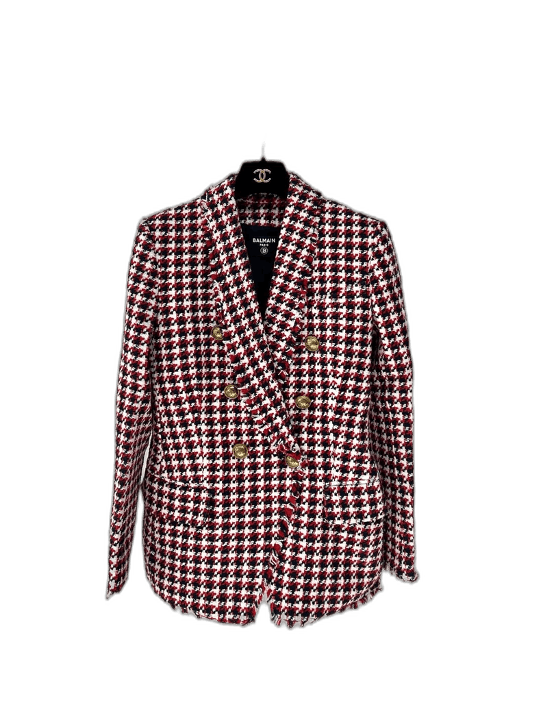 balmain tweed double-breasted coat