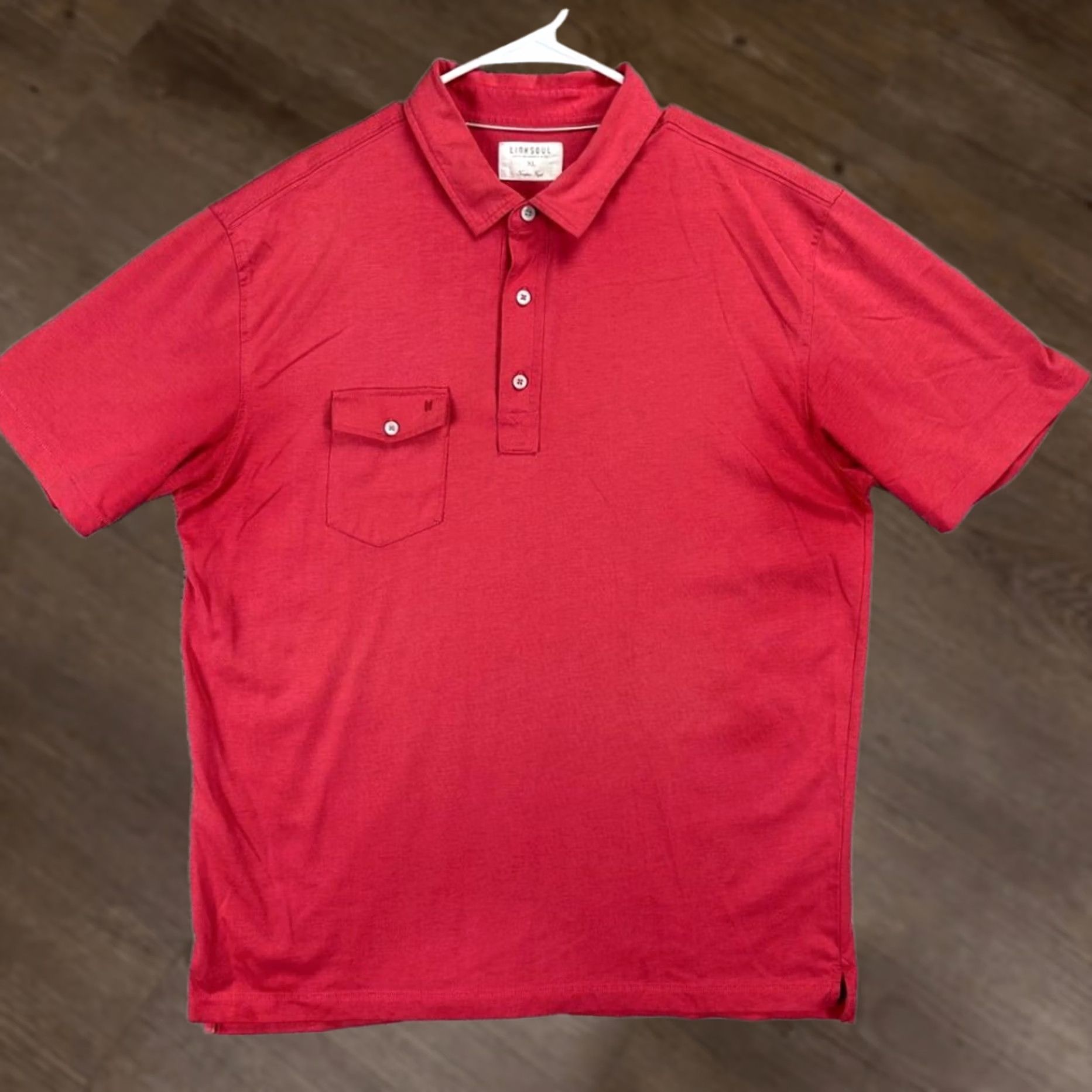 Vintage Linksoul Polo Shirt XL Dark Pink Tempus Fugit Casual Pocket Rugby Mens Size US XL / EU 56 / 4 - 1 Thumbnail