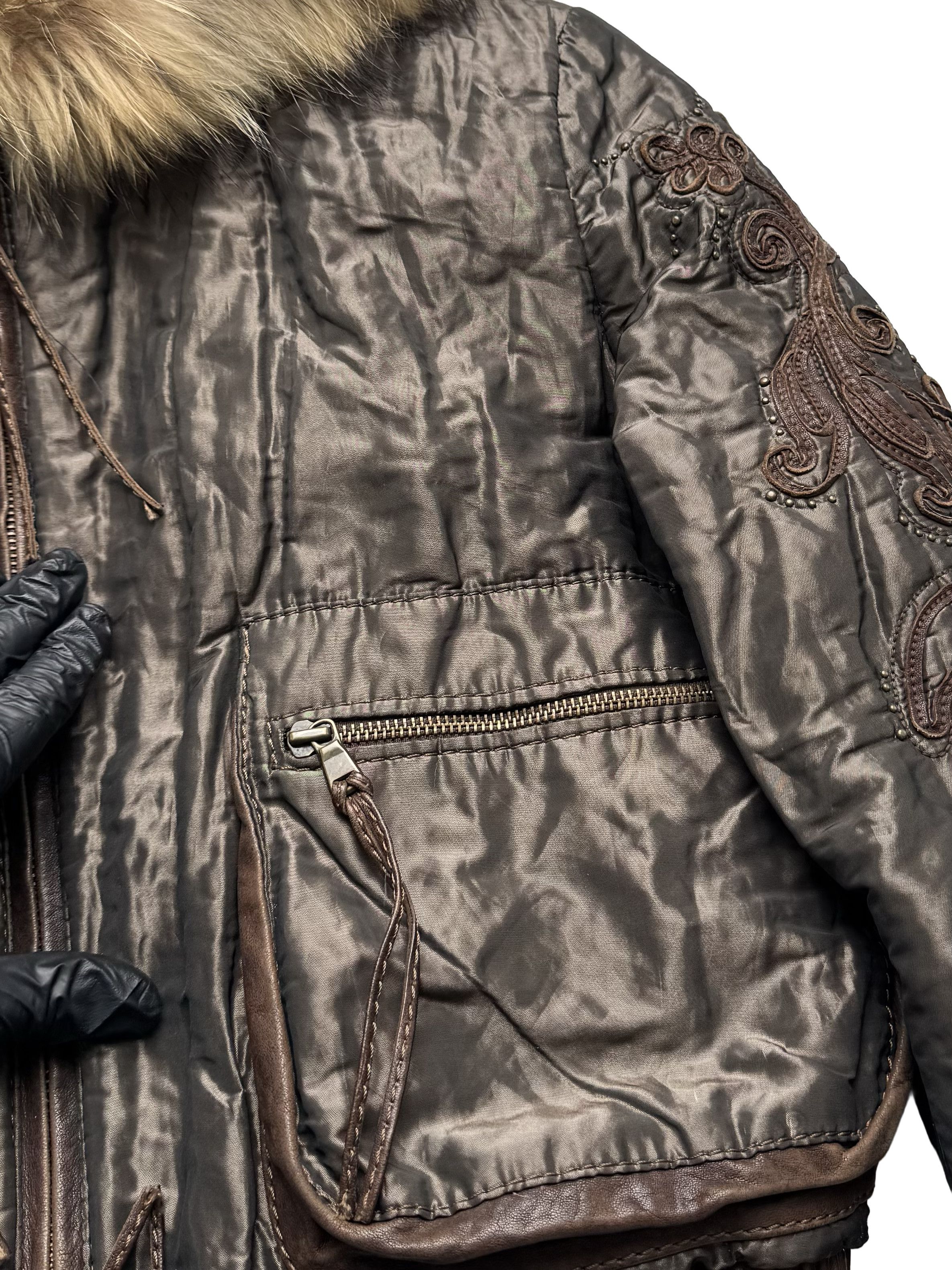 Vintage Vintage Jacket Leather Inserts Real Fur Hood Trim Zip Size M / US 6-8 / IT 42-44 - 8 Thumbnail