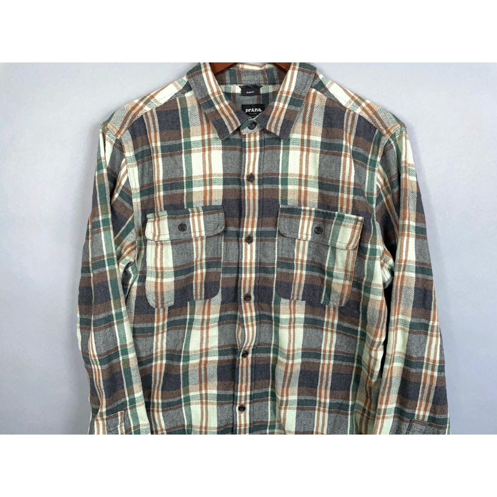 Prana prAna Westbrook Flannel Shirt Adult Medium Green Plaid Slim Fit Mens Size US M / EU 48-50 / 2 - 3 Thumbnail