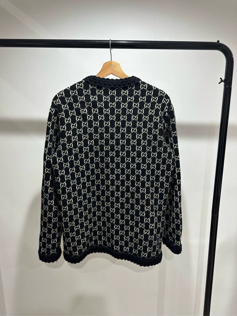 Gucci Gucci Black GG full print logo wool cardigan sweater 2501-N Size US S / EU 44-46 / 1 - 2 Thumbnail