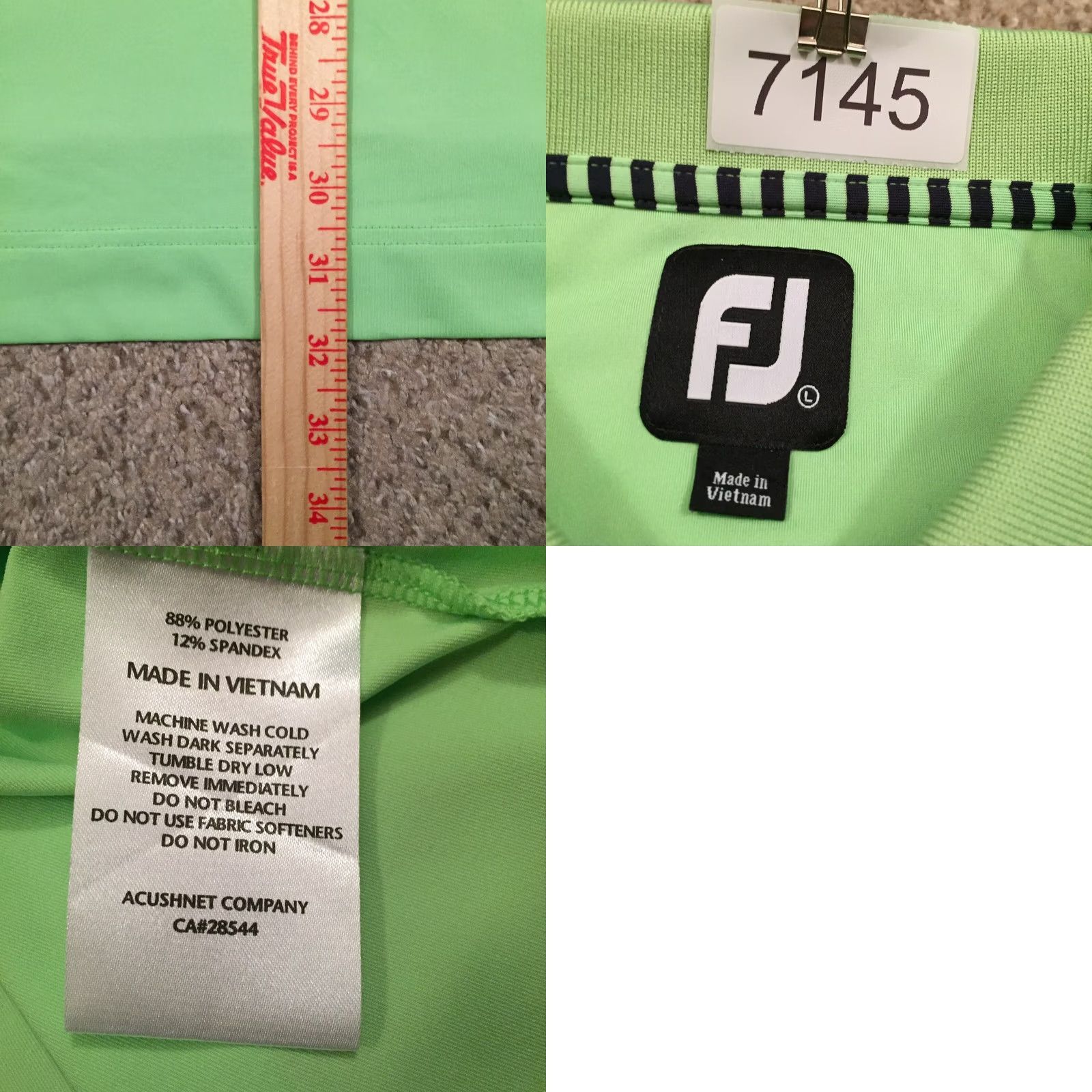 Footjoy FootJoy Polo Shirt Mens Large Green Short Sleeve Size US L / EU 52-54 / 3 - 8 Thumbnail