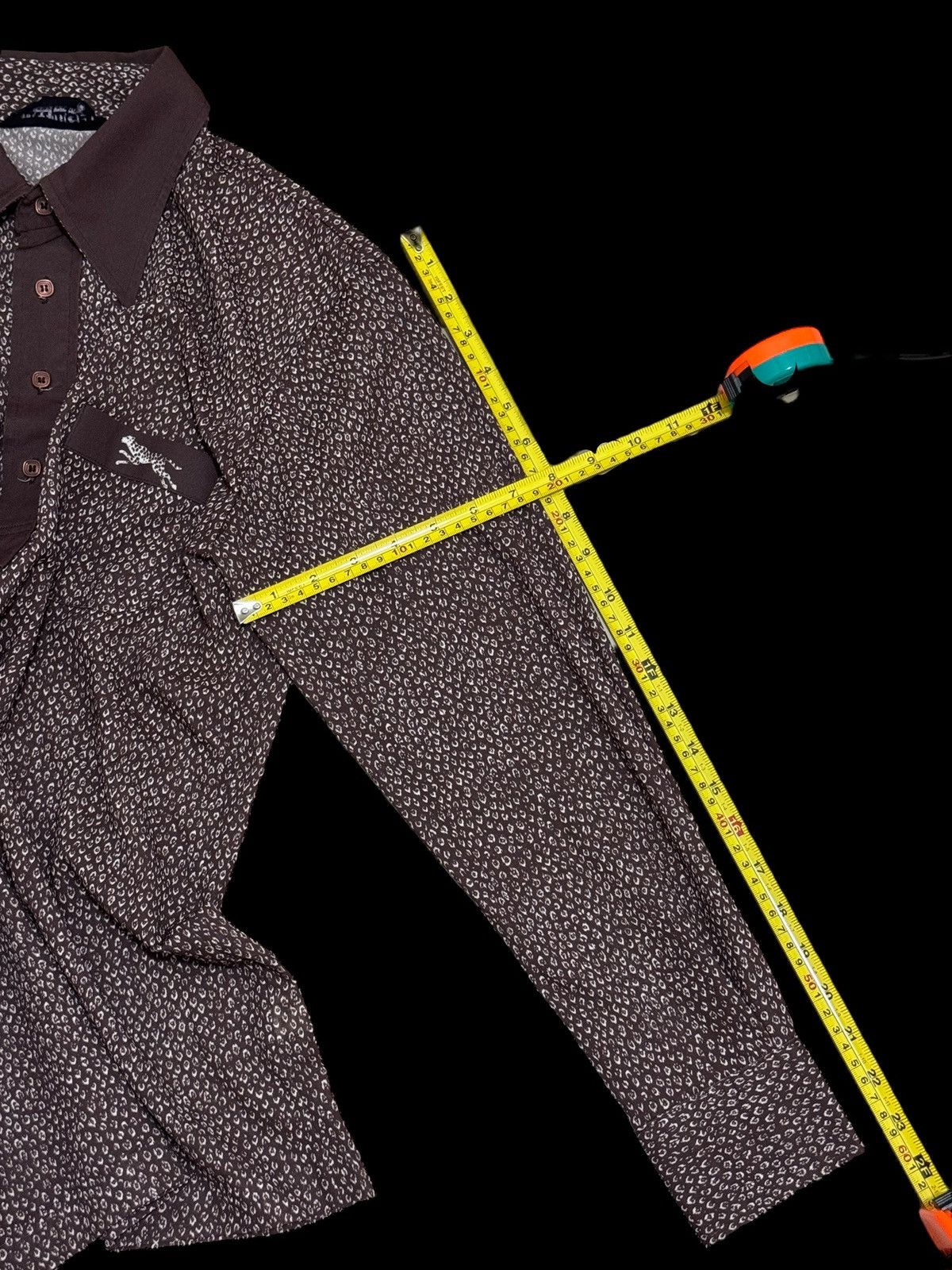 Other × Vintage VINTAGE 70’s HIPPIES LONGSLEEVE COLLAR POLO LEOPARD CAMO Size US S / EU 44-46 / 1 - 7 Thumbnail