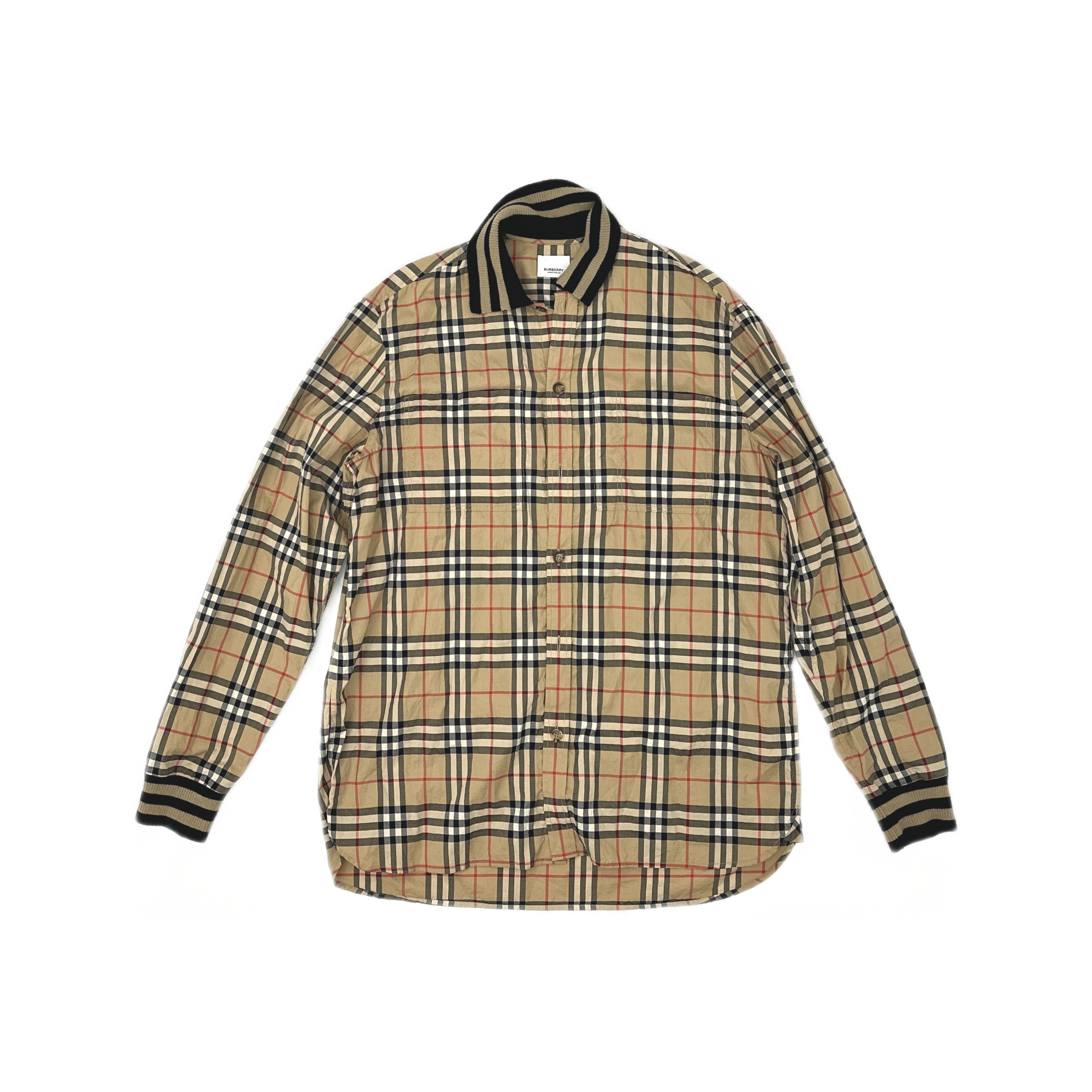 Burberry Burberry Check Ribbed Collar Long Sleeve Shirt Size M Size US M / EU 48-50 / 2 - 1 Thumbnail
