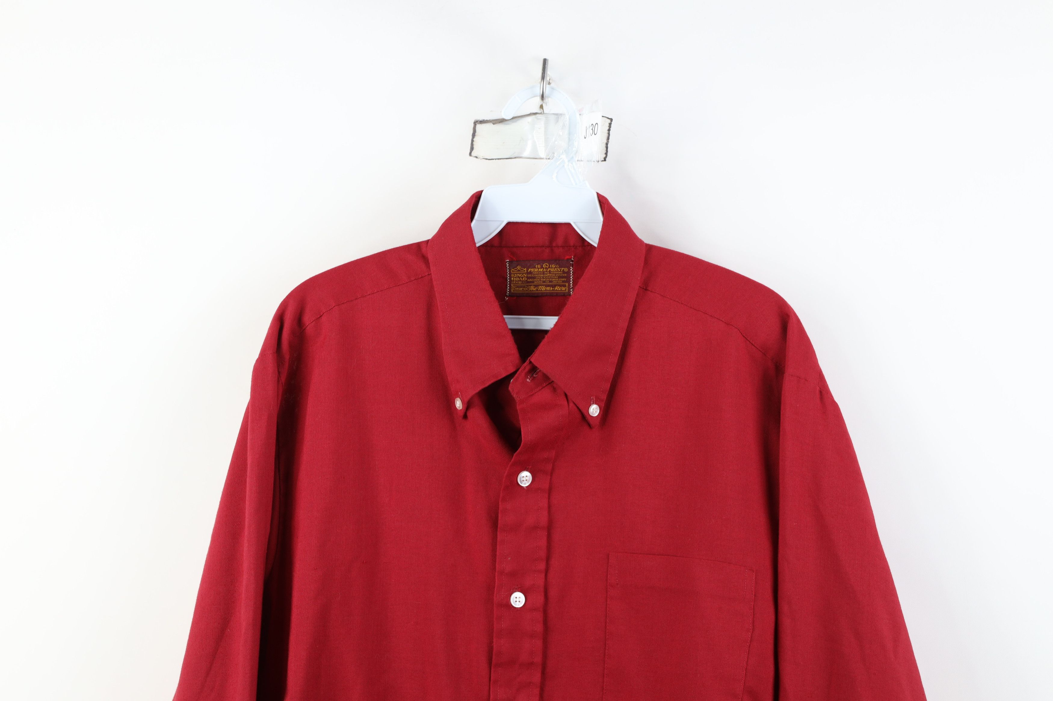 Vintage Vintage 70s Streetwear Knit Collared Button Down Shirt Red Size US L / EU 52-54 / 3 - 2 Thumbnail