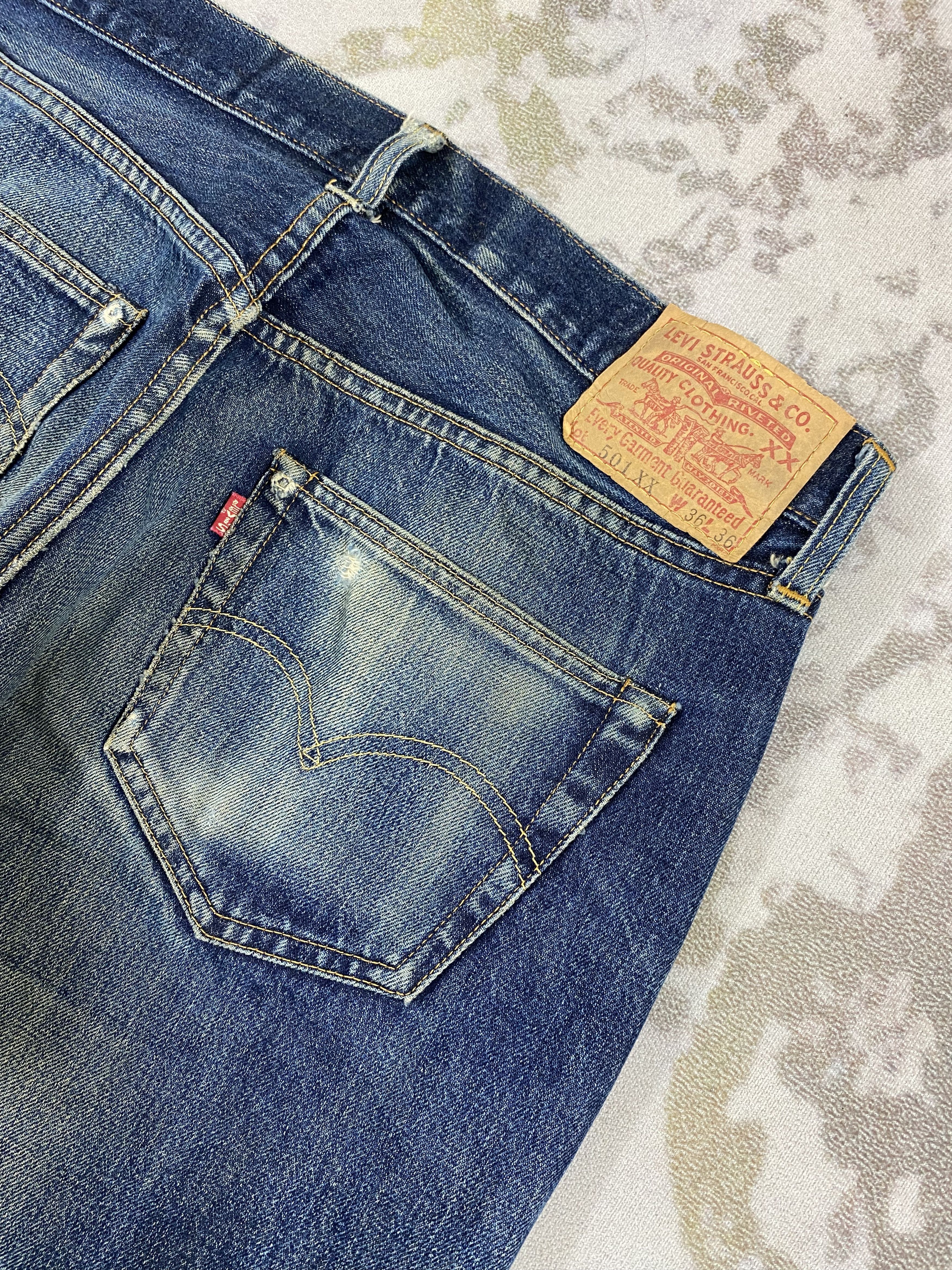 If Six Was Nine 33x32.5 Redline Vintage Levi's 501 Big E Top Button 555 Size US 33 - 10 Thumbnail