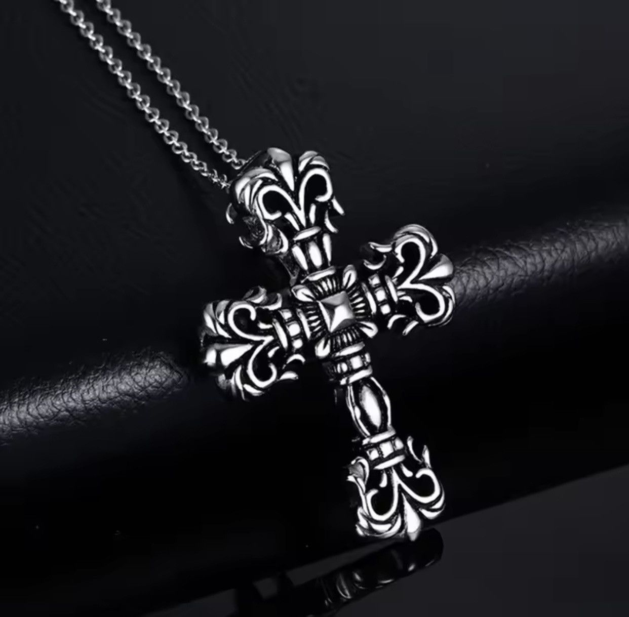 Jewelry Titanium Steel Cross Death Coffin Pendant Necklace Size ONE SIZE - 2 Thumbnail
