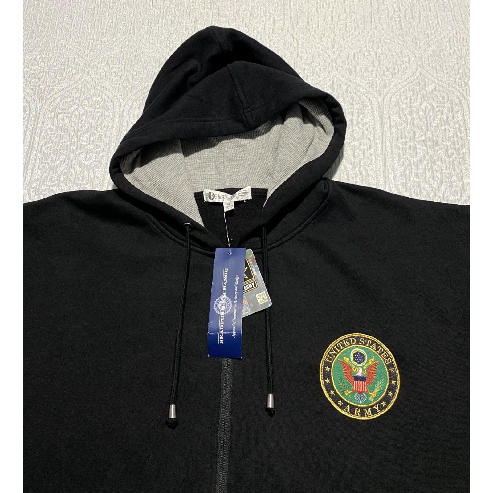 Vintage Bradford Exchange Hoodie Mens XL Black Full Zip US Army This We'll Defend Eagle Size US XL / EU 56 / 4 - 3 Thumbnail