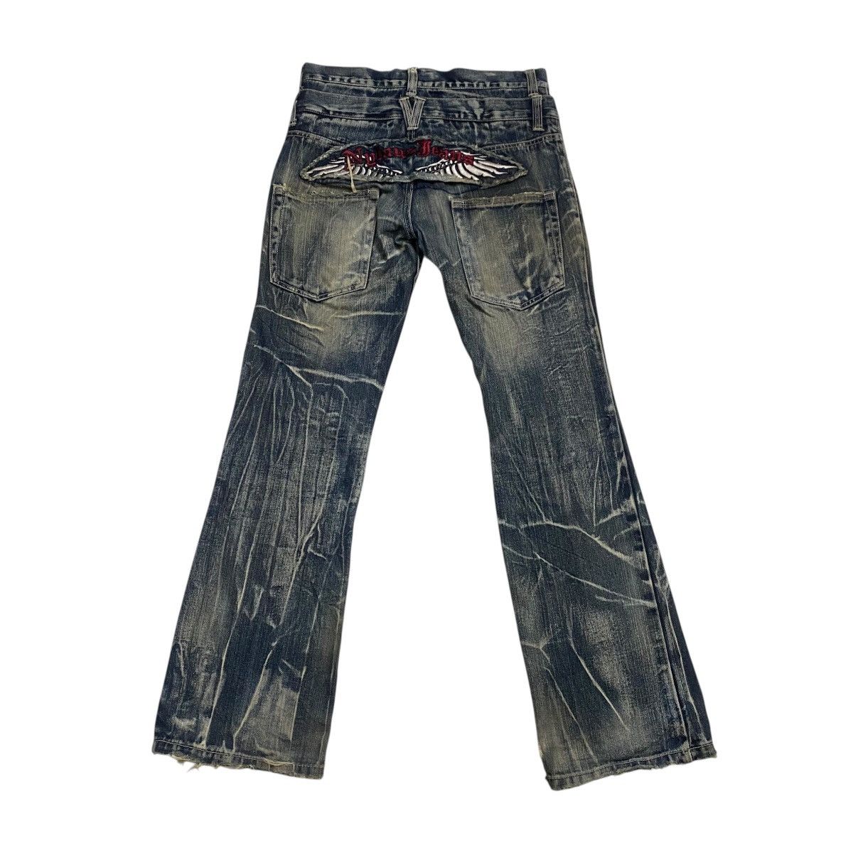 If Six Was Nine × Japanese Brand Nylaus Premium double waist distressed flare denim Size US 32 / EU 48 - 3 Thumbnail