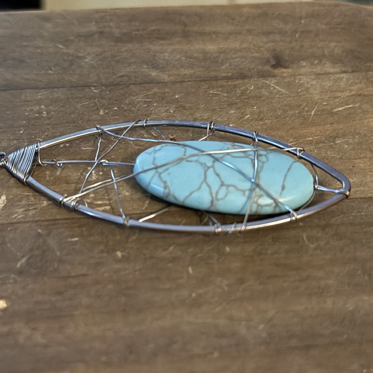 Other Silver tone caged turquoise stone pendant necklace Size ONE SIZE - 4 Thumbnail