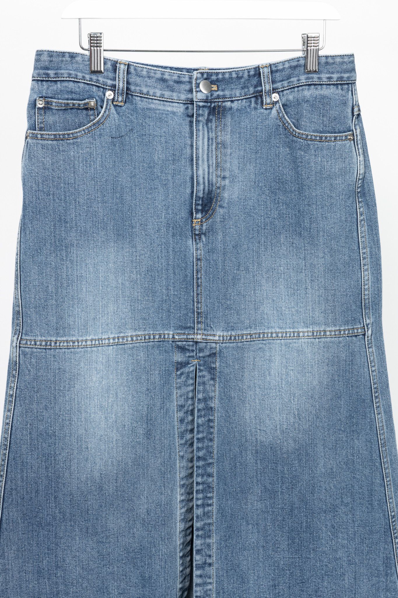 Tibi Tibi Classic Blue Wash Denim Midi Skirt Size 29" - 3 Thumbnail